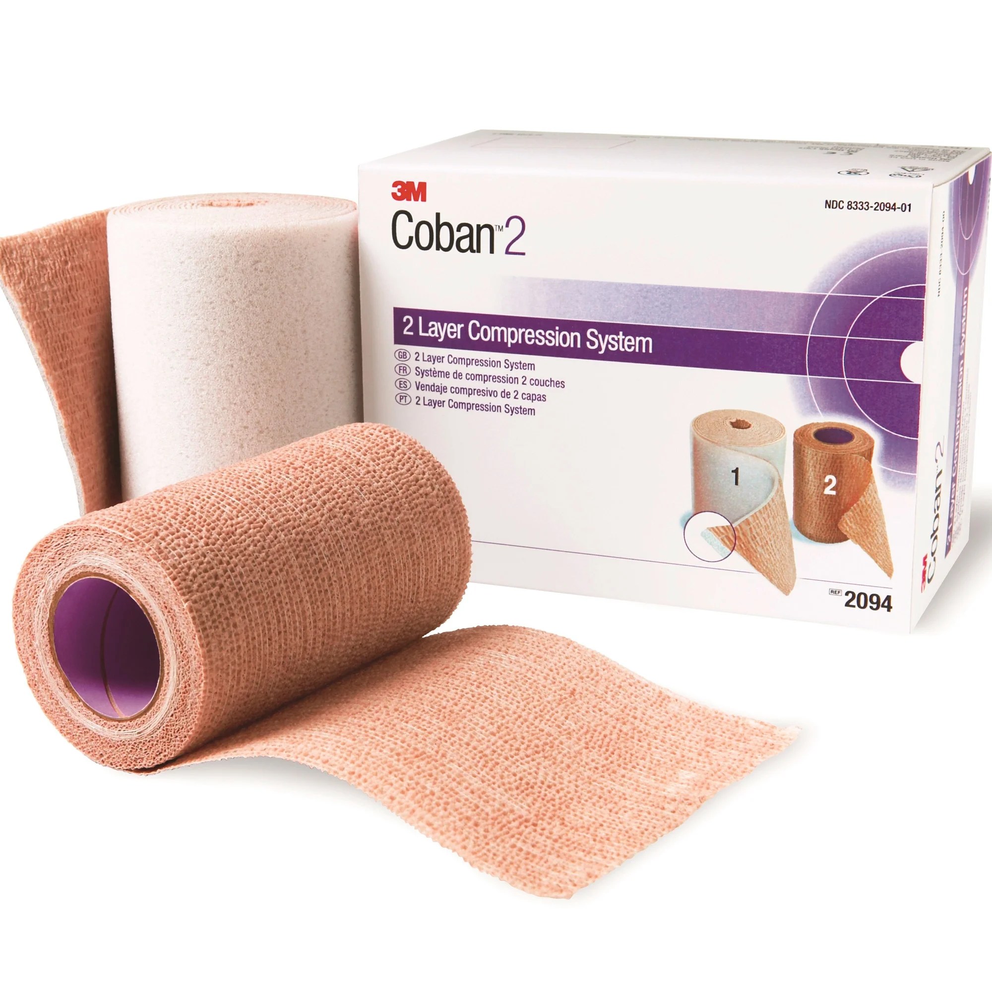 3M Coban 2 Foam / Elastic 2 Layer Compression Bandage System Brown