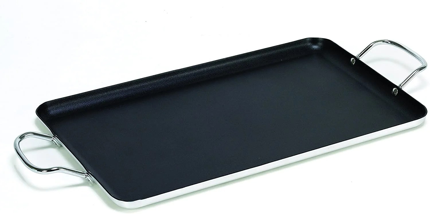 IMUSA Nonstick Double Burner Griddle with Metal Handles 17" x 10