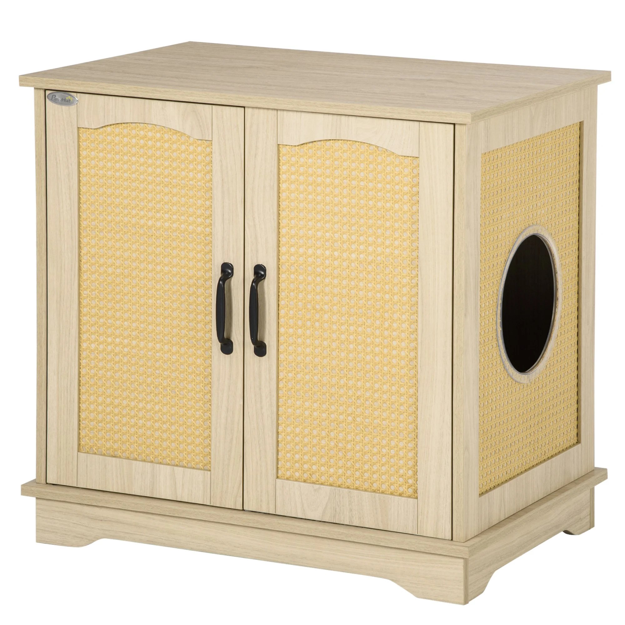 PawHut Hidden Litter Box Enclosure Cat Washroom Furniture with Cushion