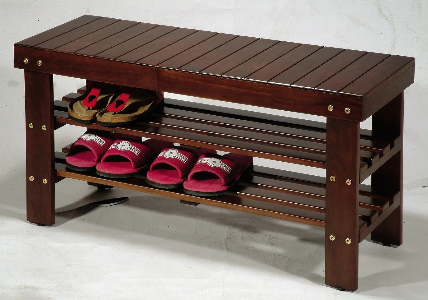 Roundhill Pina Solid Wood Storage Shoe Bench, Multiple Colors Walmart