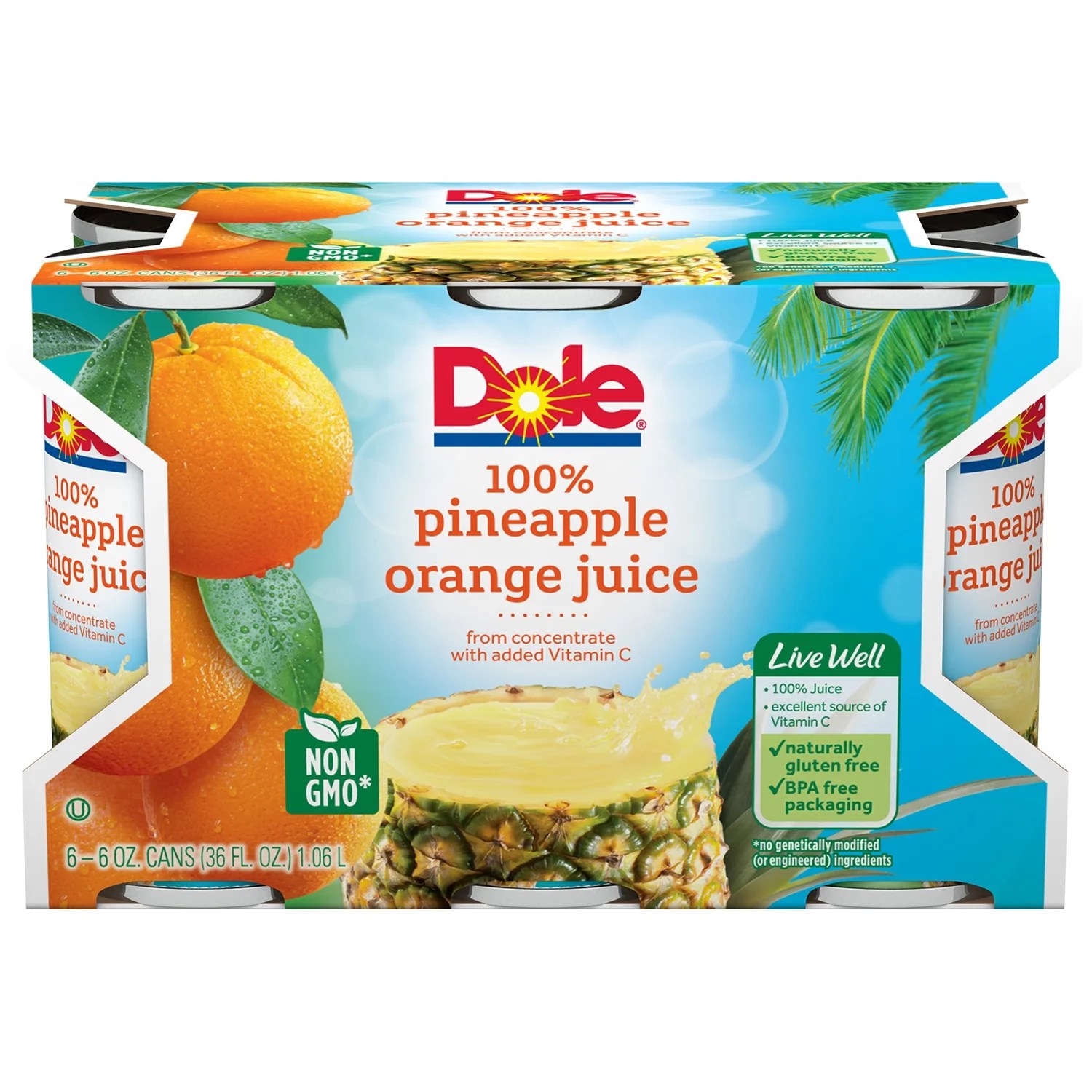 Dole Pineapple Orange Banana Juice, Canned Fruit Juice with Added