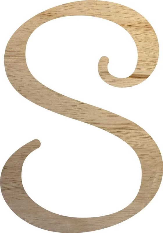 Unfinished Wooden Cursive Letter S, Real Wood Material 18'' Tall