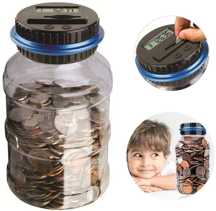 Large Piggy Bank for Boys Adults, Digital Coin Counting Bank with LCD