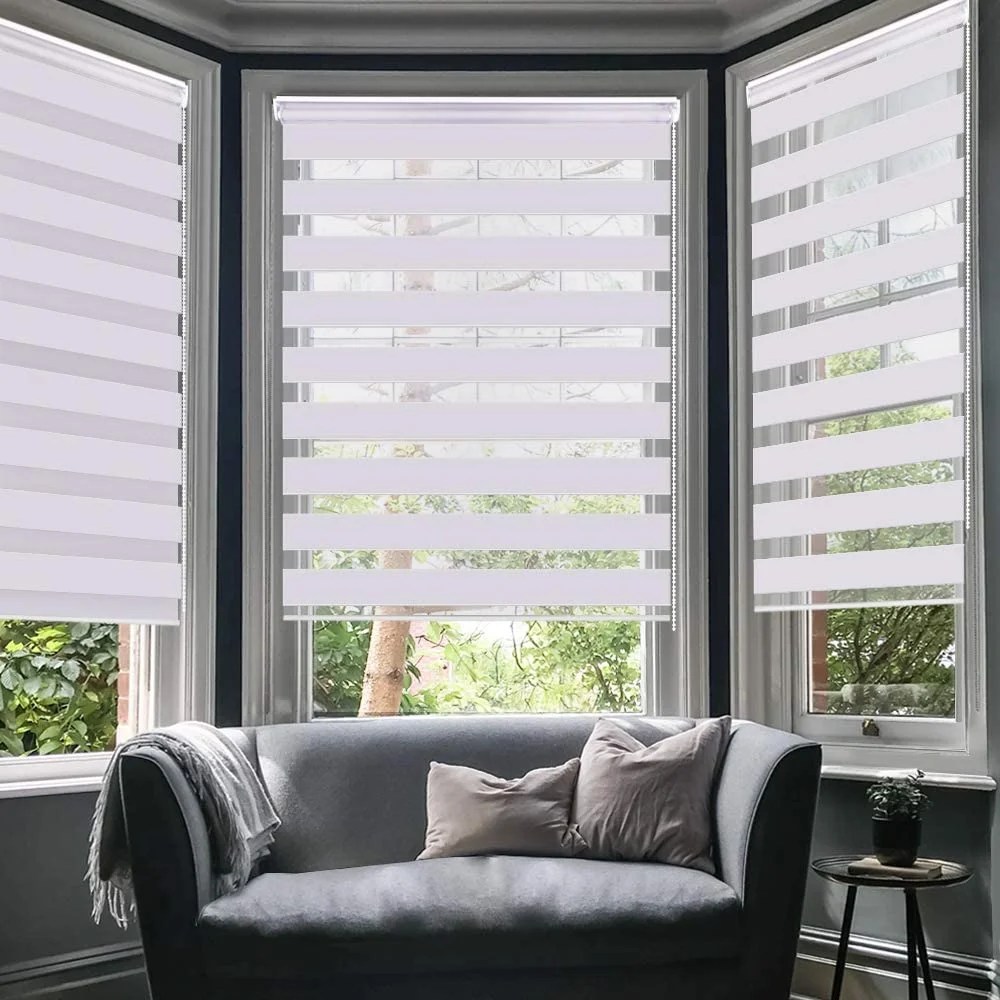 LUCKUP Corded Light Filtering Horizontal Window Shade Zebra Blinds 27.6