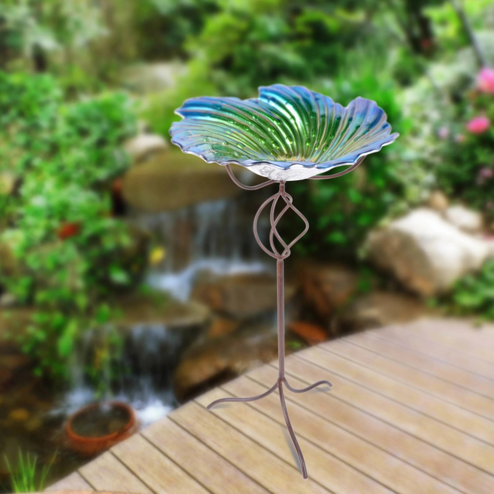 Better Homes & Gardens Outdoor Swirl Bird Bath, Blue