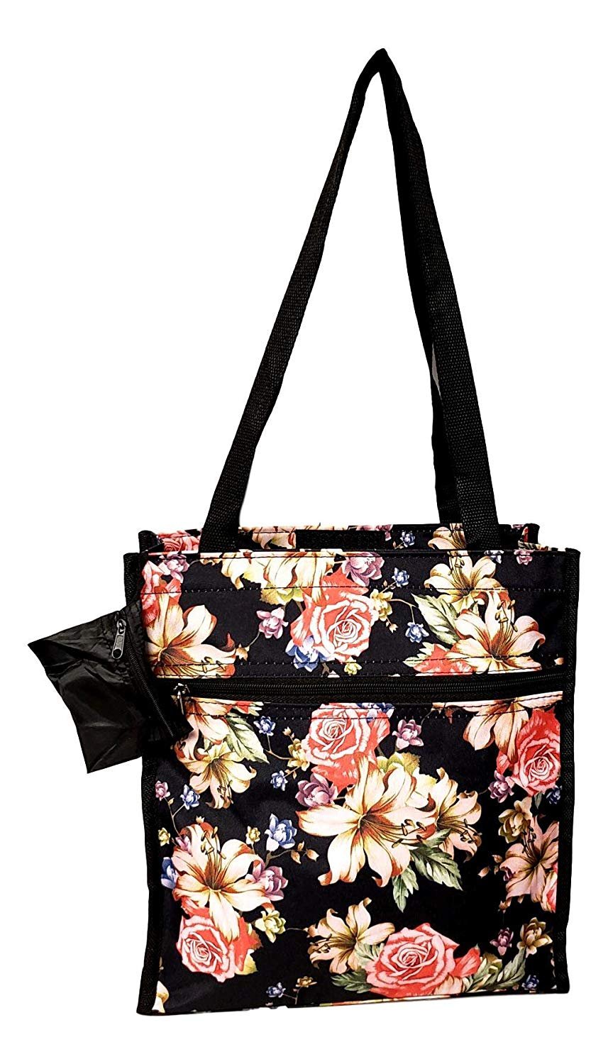 12 in by 13 in Tote Bag w/Mesh Water Bottle Pocket (Rose Lily