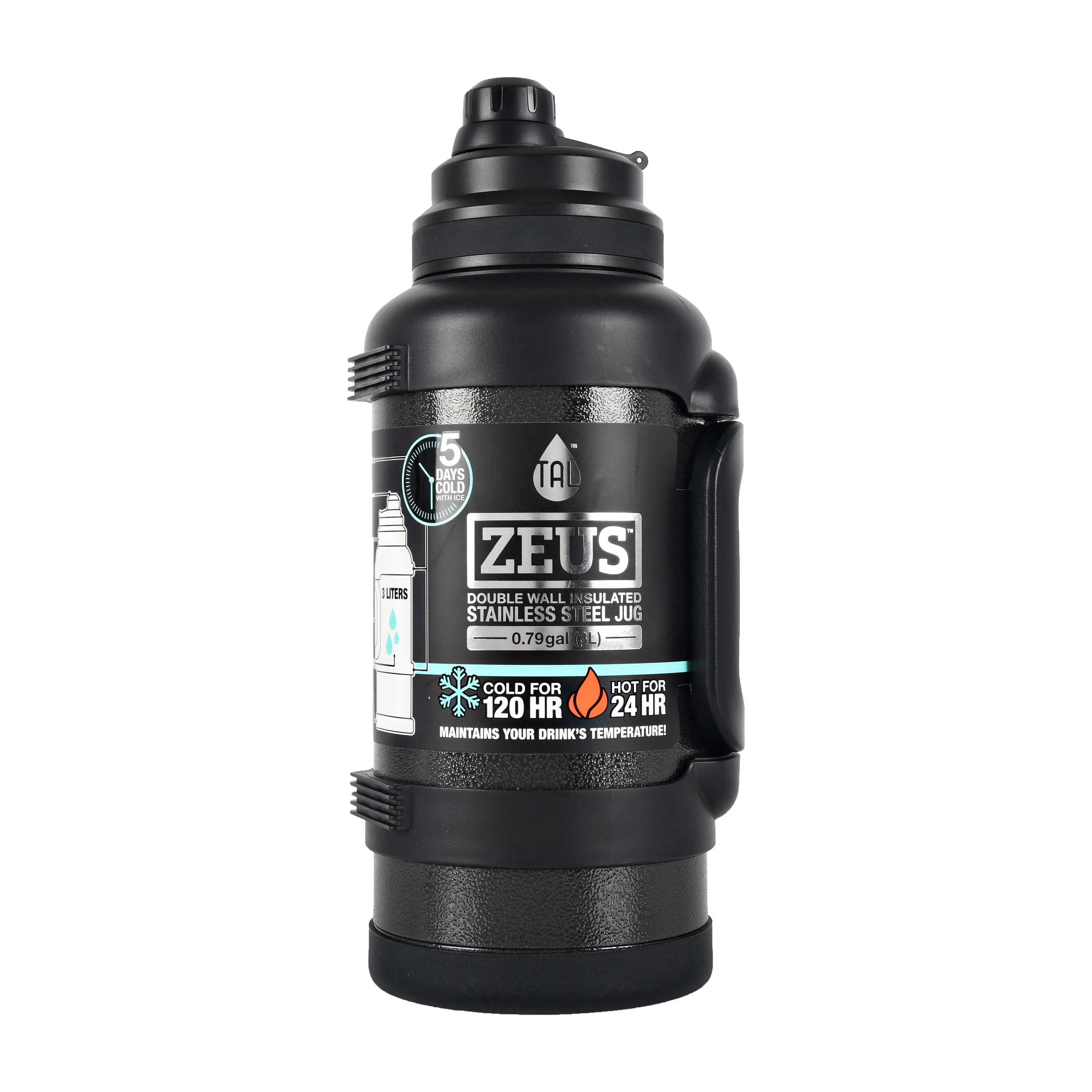 TAL 3 Liter Zeus Double Wall Insulated Water Bottle, Black Walmart