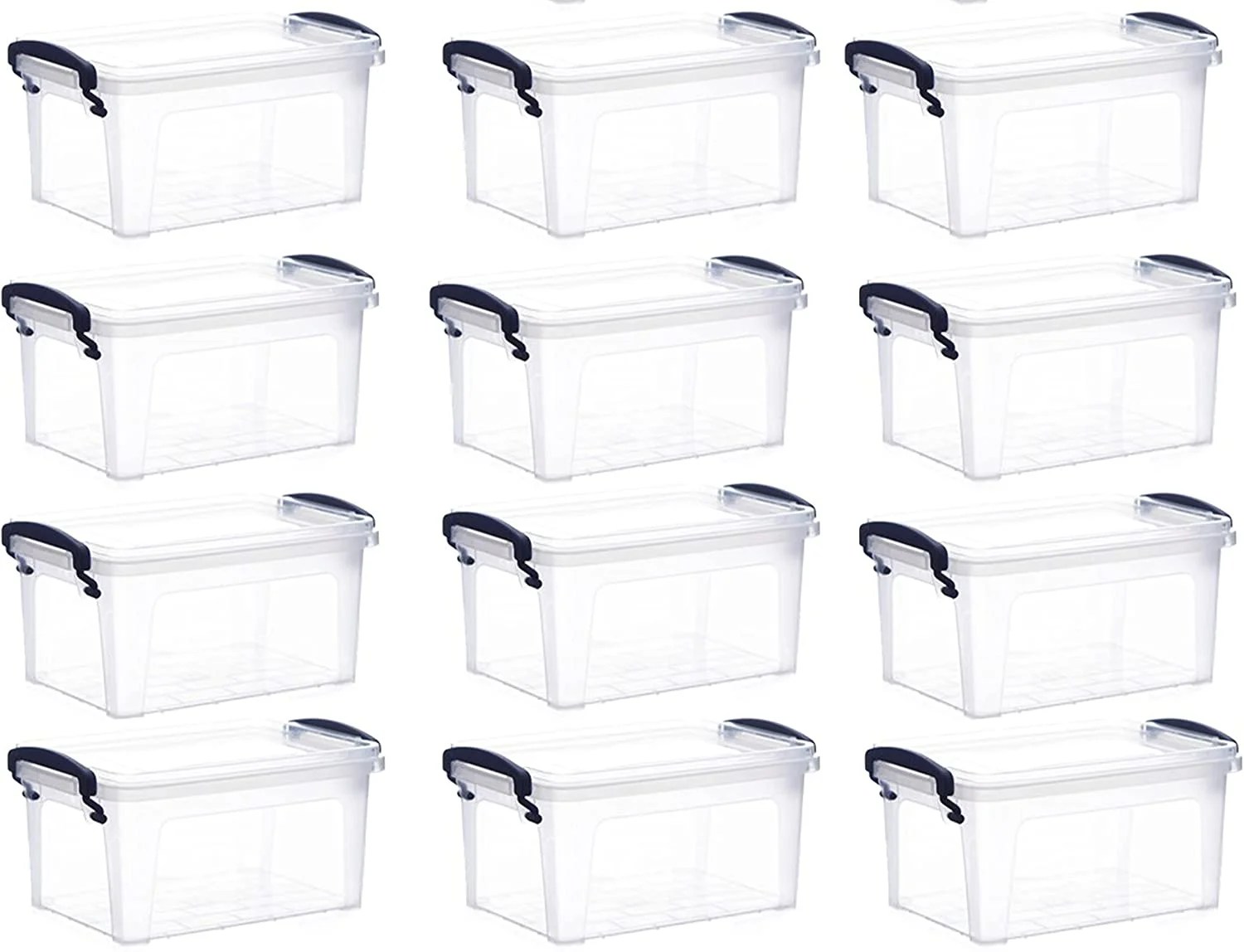 Superio Clear Storage Bins with Lids, Stackable Storage Box with