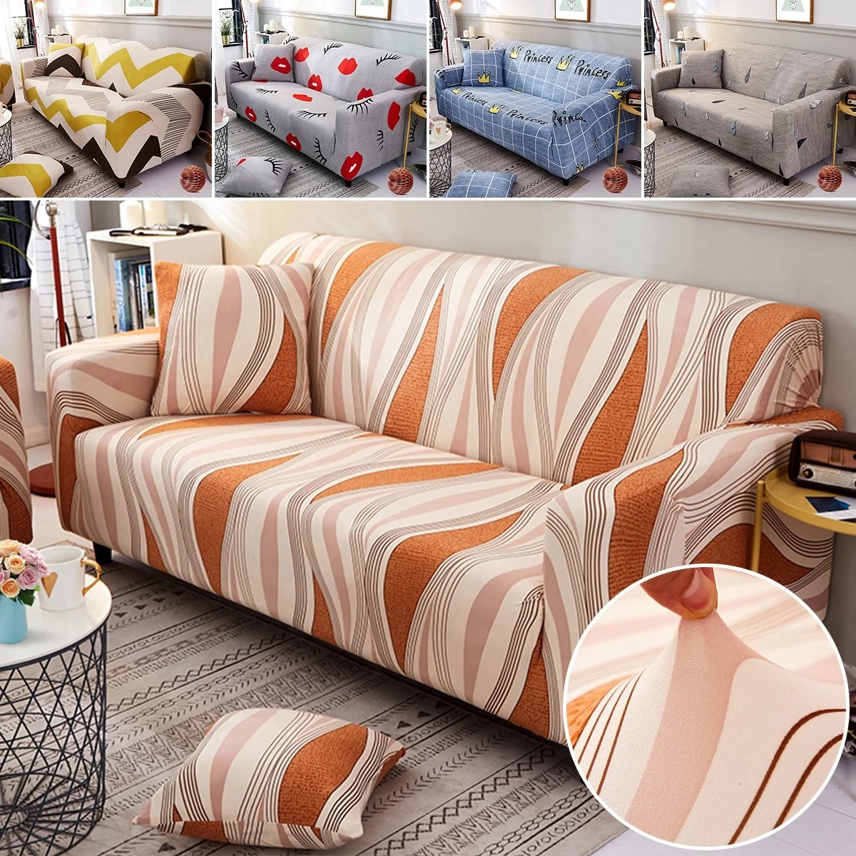 1/2/3/4 Seater Sofa CoverSofa Slipcovers Stretch Printed Sofa Cover