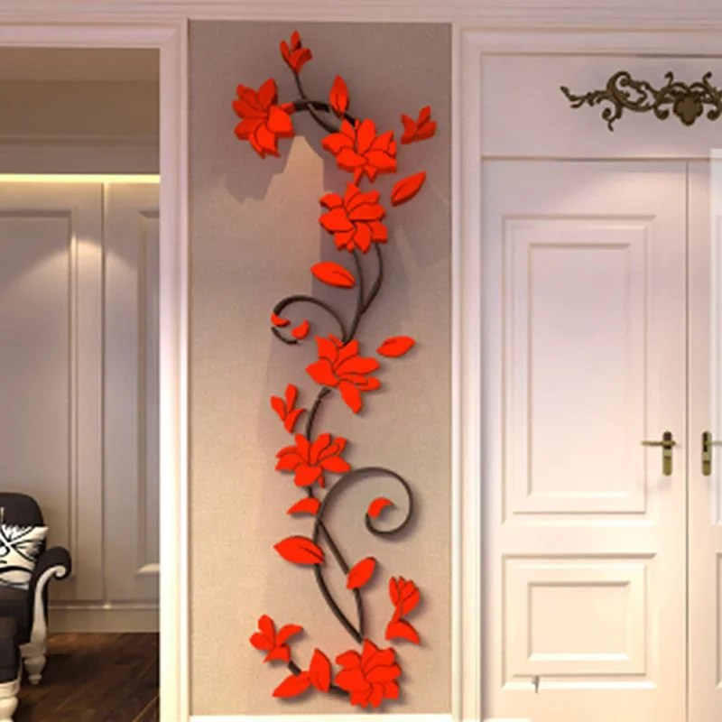 US 3D Flower DIY Mirror Vinyl Wall Decals Stickers Art Home Room Decor