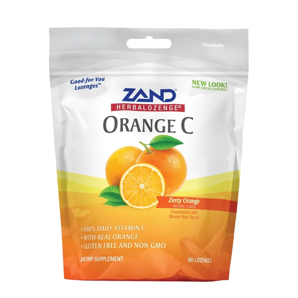 Zand HerbaLozenge Orange C Vitamin C Lozenges w/ Herbal Extract Blend for Soothing Throat No