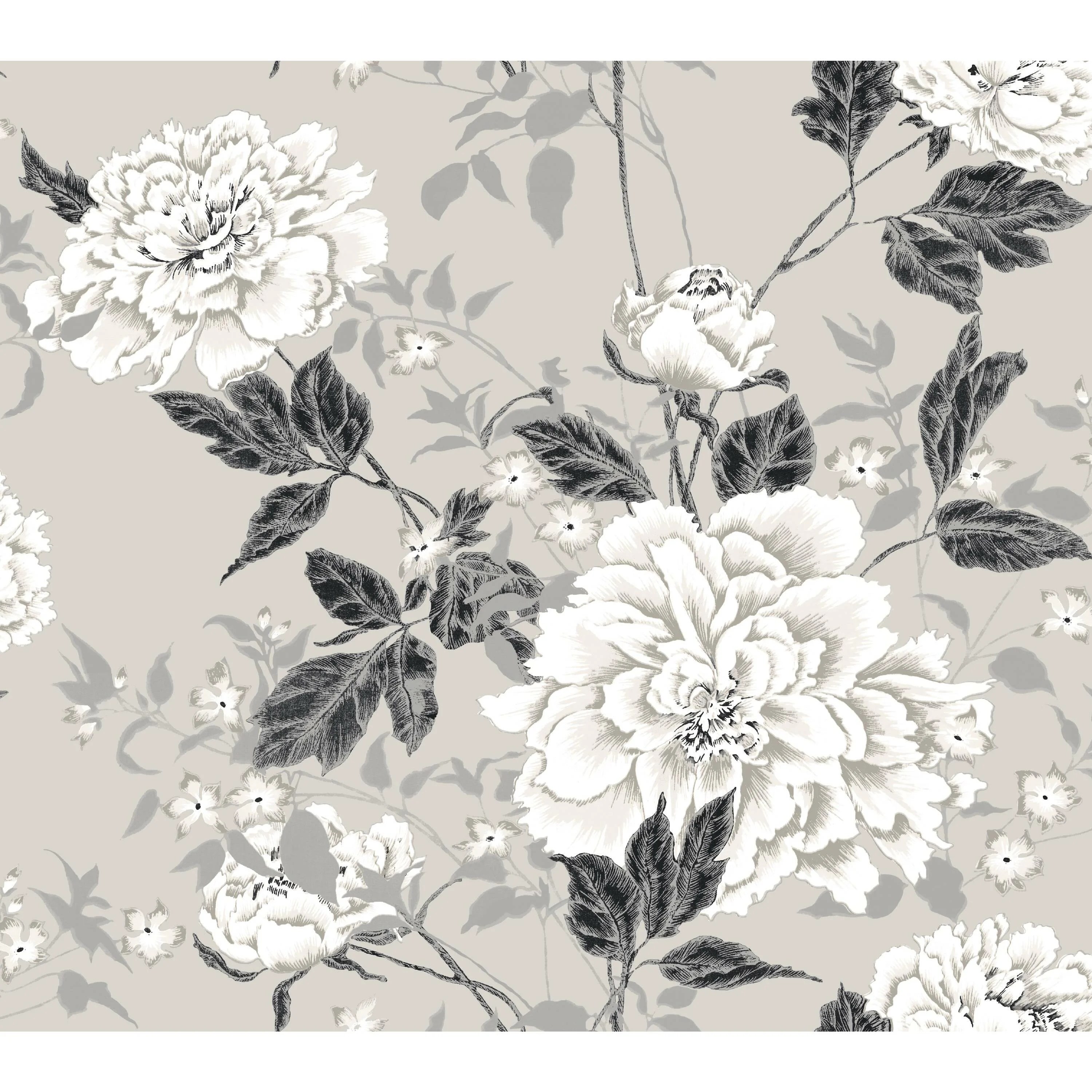 Vintage Floral Gray Peel & Stick Wallpaper by Drew Barrymore Flower