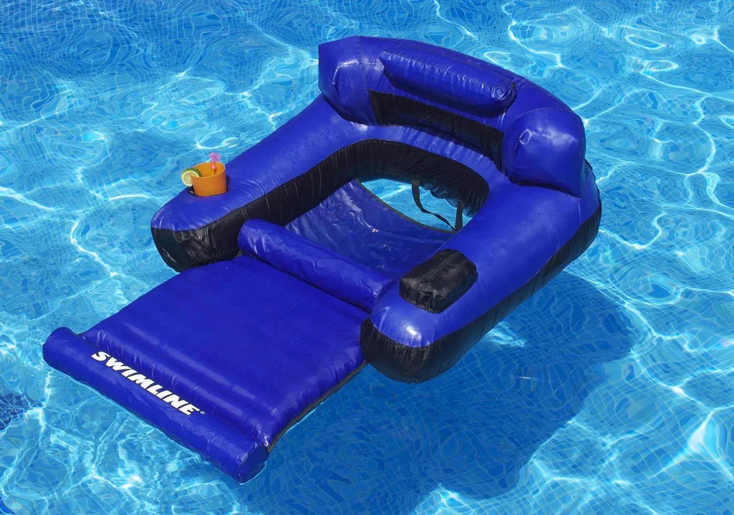 55" Water Sports Blue and Black Inflatable Ultimate Floating Swimming 55" Water Sports Blue and Black Inflatable Ultimate Floating Swimming
