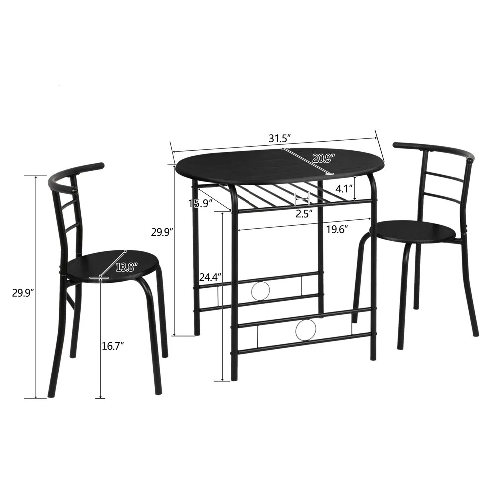 Buy VINGLI Small Dining Table Set for 2,Kitchen Table and 2 Chairs