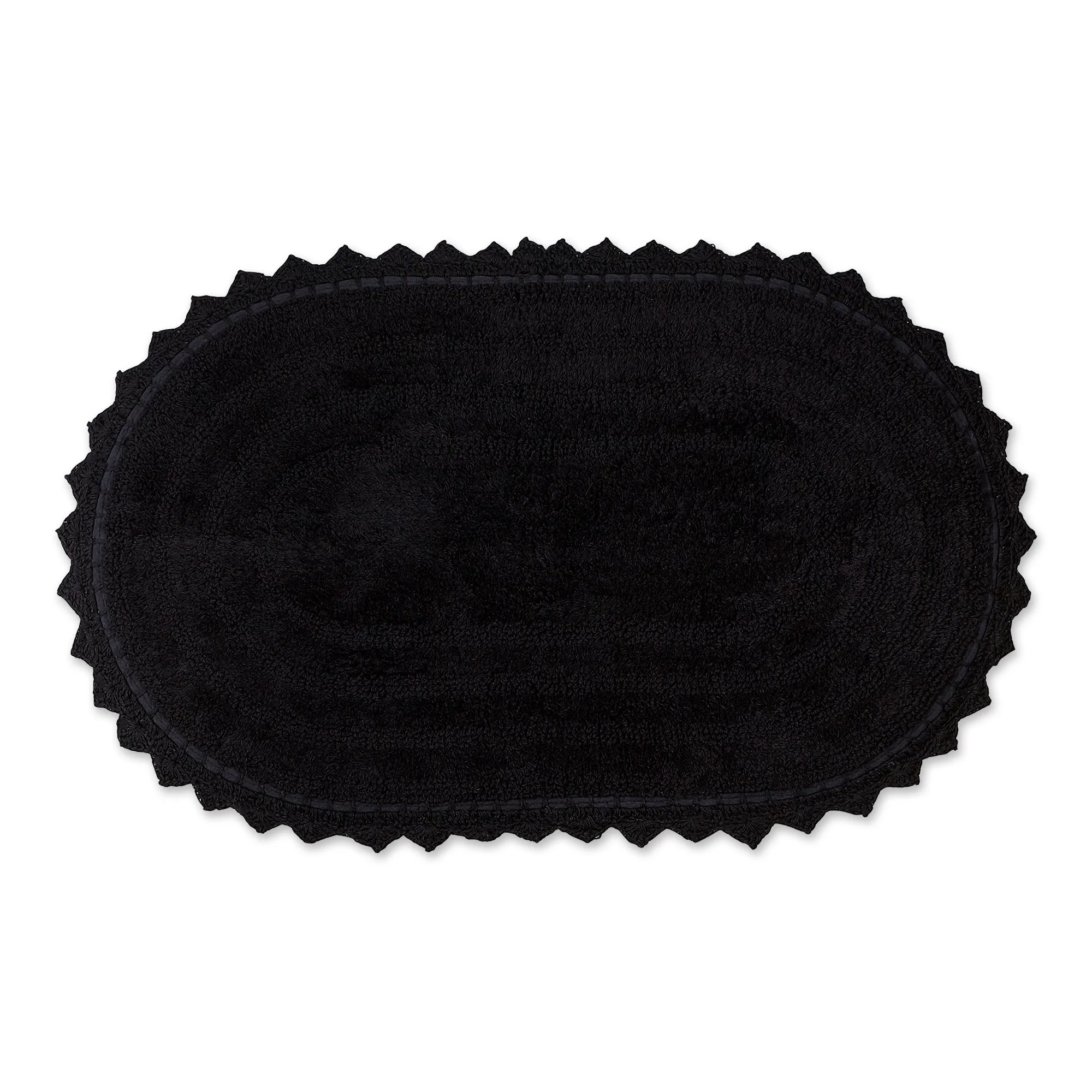 DII Black Large Oval Crochet Bath Mat