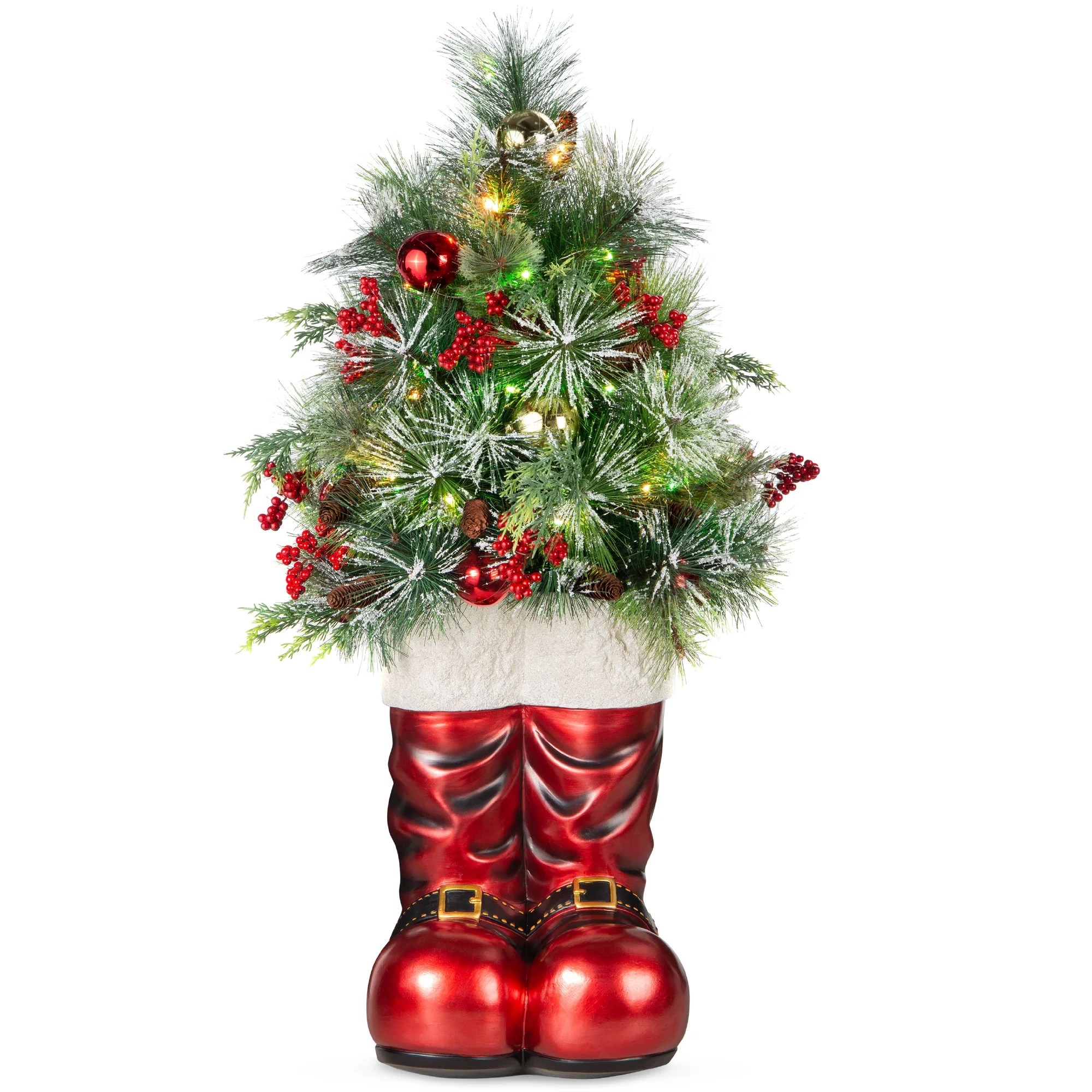 Best Choice Products 40in Santa Boots Decoration w/ Pre