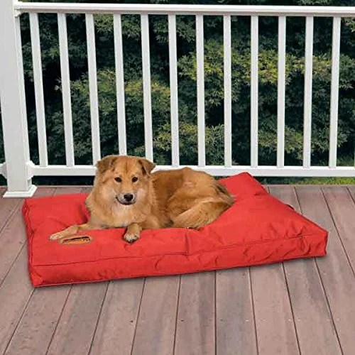Red Heavy Duty Dog Bed Chew Resistant Indoor Outdoor Tough Soft Nylon