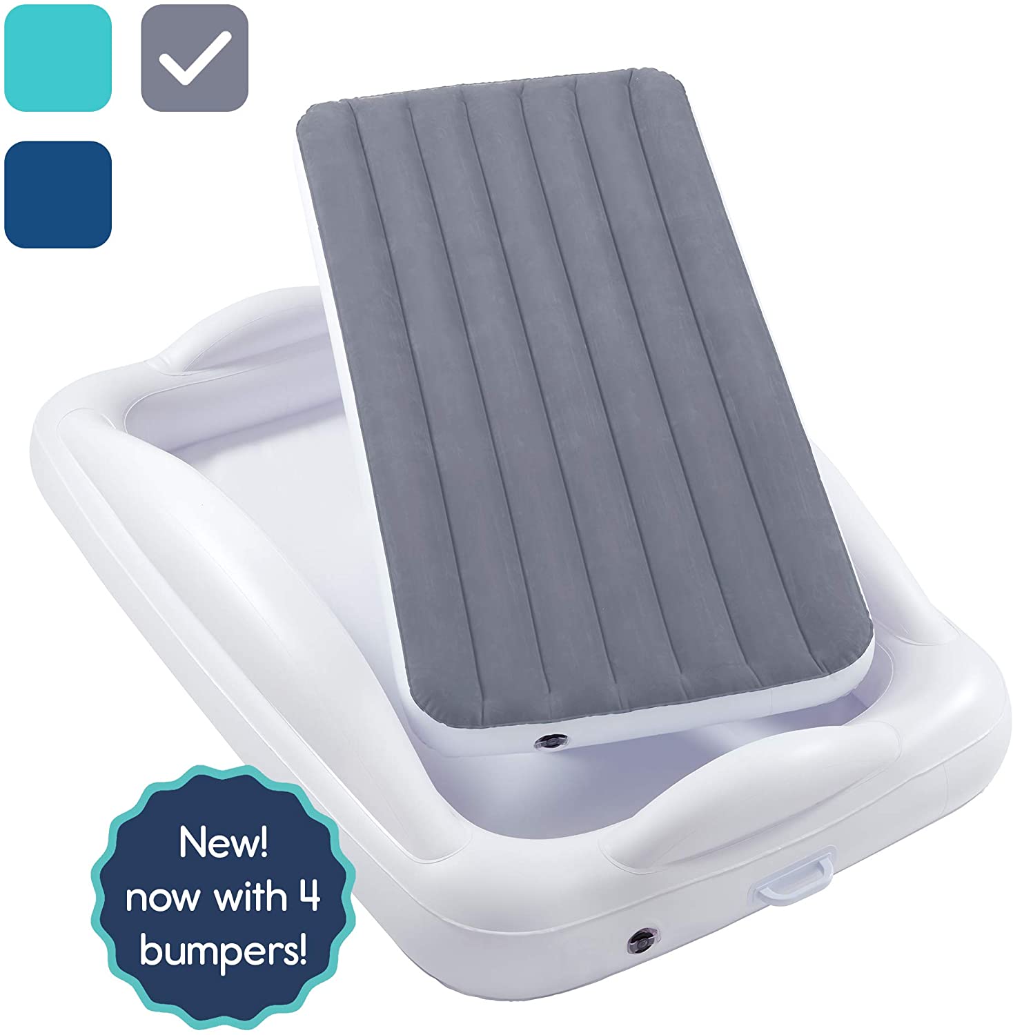 hiccapop Inflatable Toddler Travel Bed with Safety Bumpers Portable