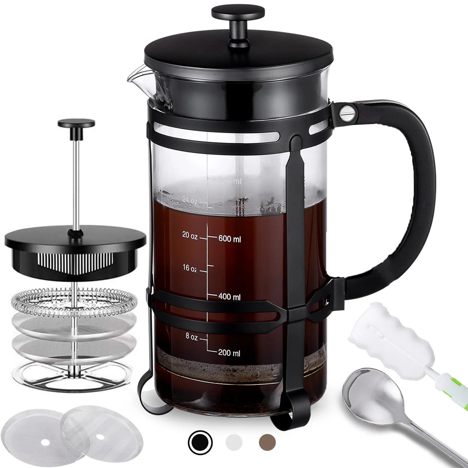 French Press Coffee Maker (34 oz) with 4 Filters 304 Durable