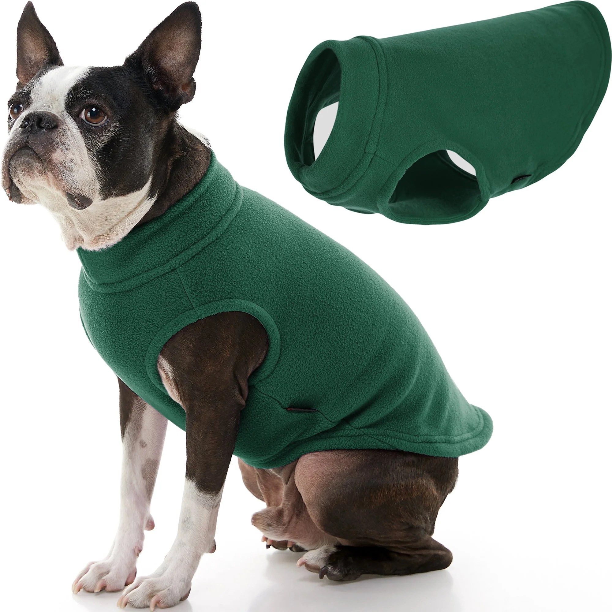 Gooby Stretch Fleece Dog Vest Forest Green, XLarge Pullover Fleece Dog Sweater Warm Dog