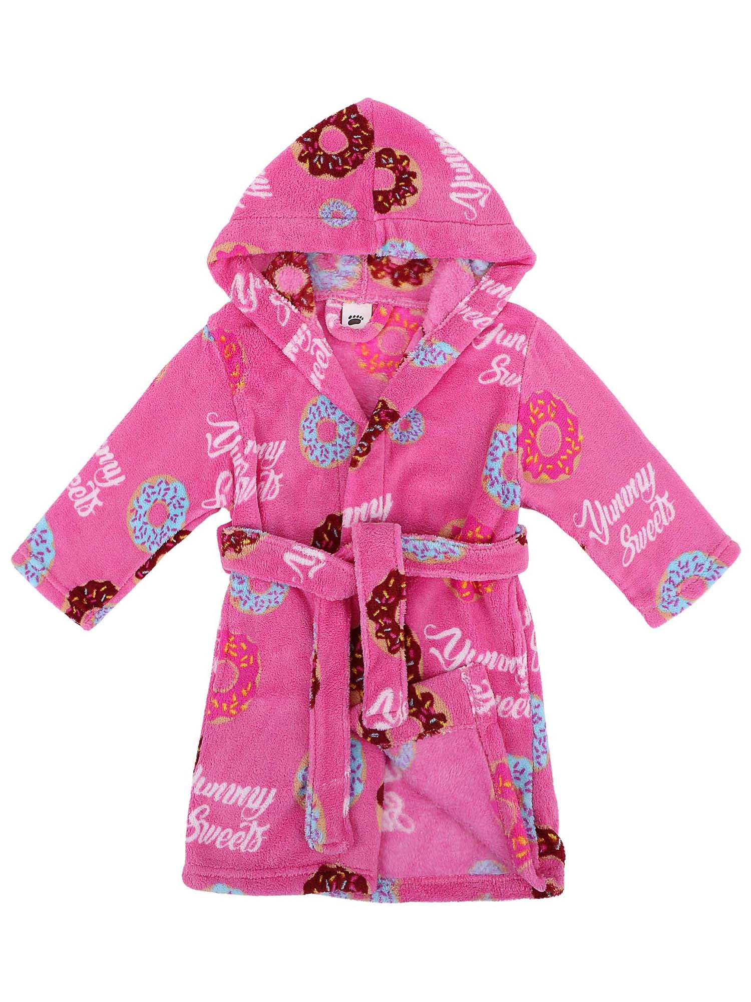 Simplicity Girls Hooded Printed Flannel Fleece Bathrobe Girls Robe