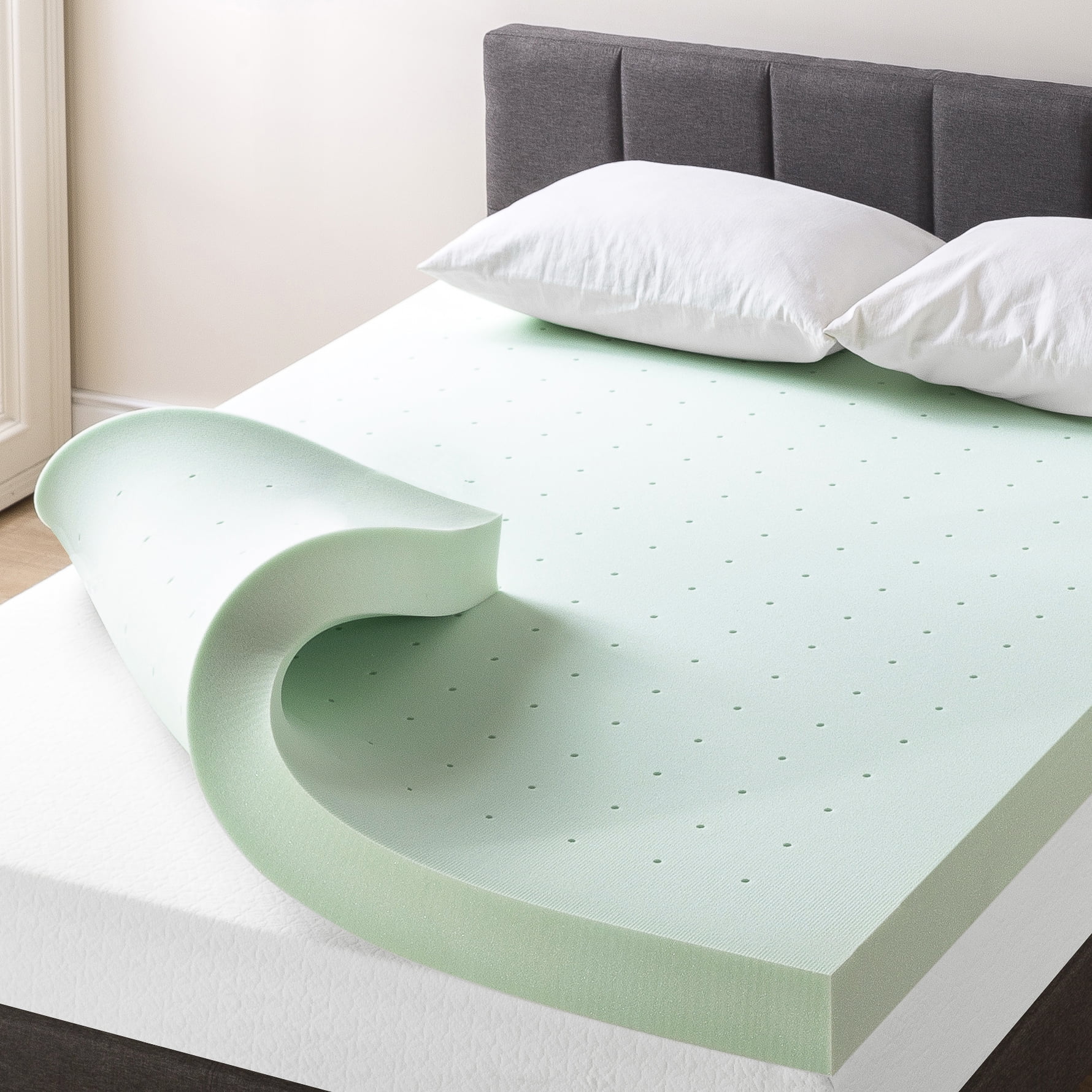 Buy Best Price Mattress 4 Inch Ventilated Memory Foam Topper with Green