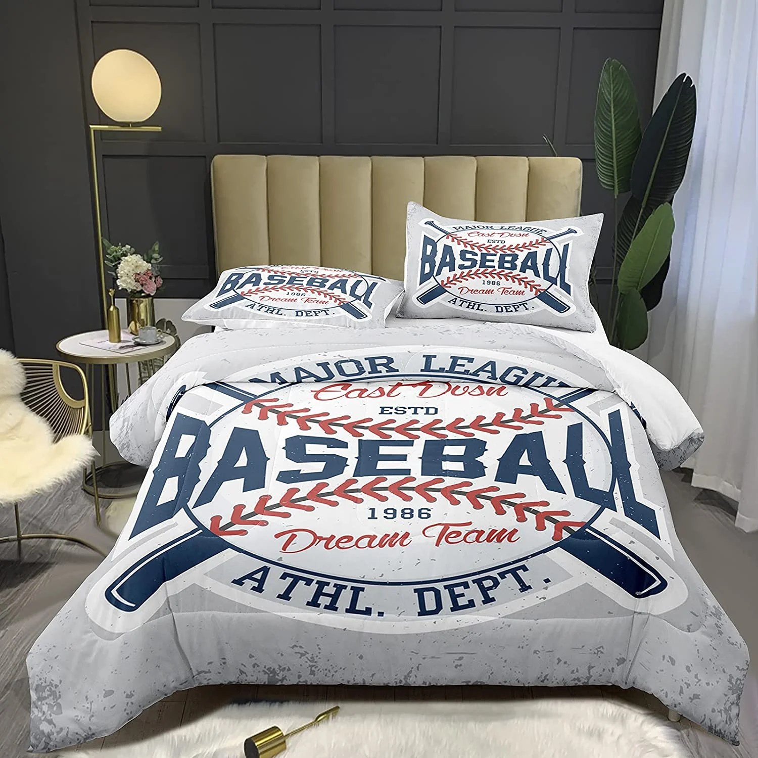 Baseball Comforter Set Twin for Boys Baseball Bedding Set for Kids