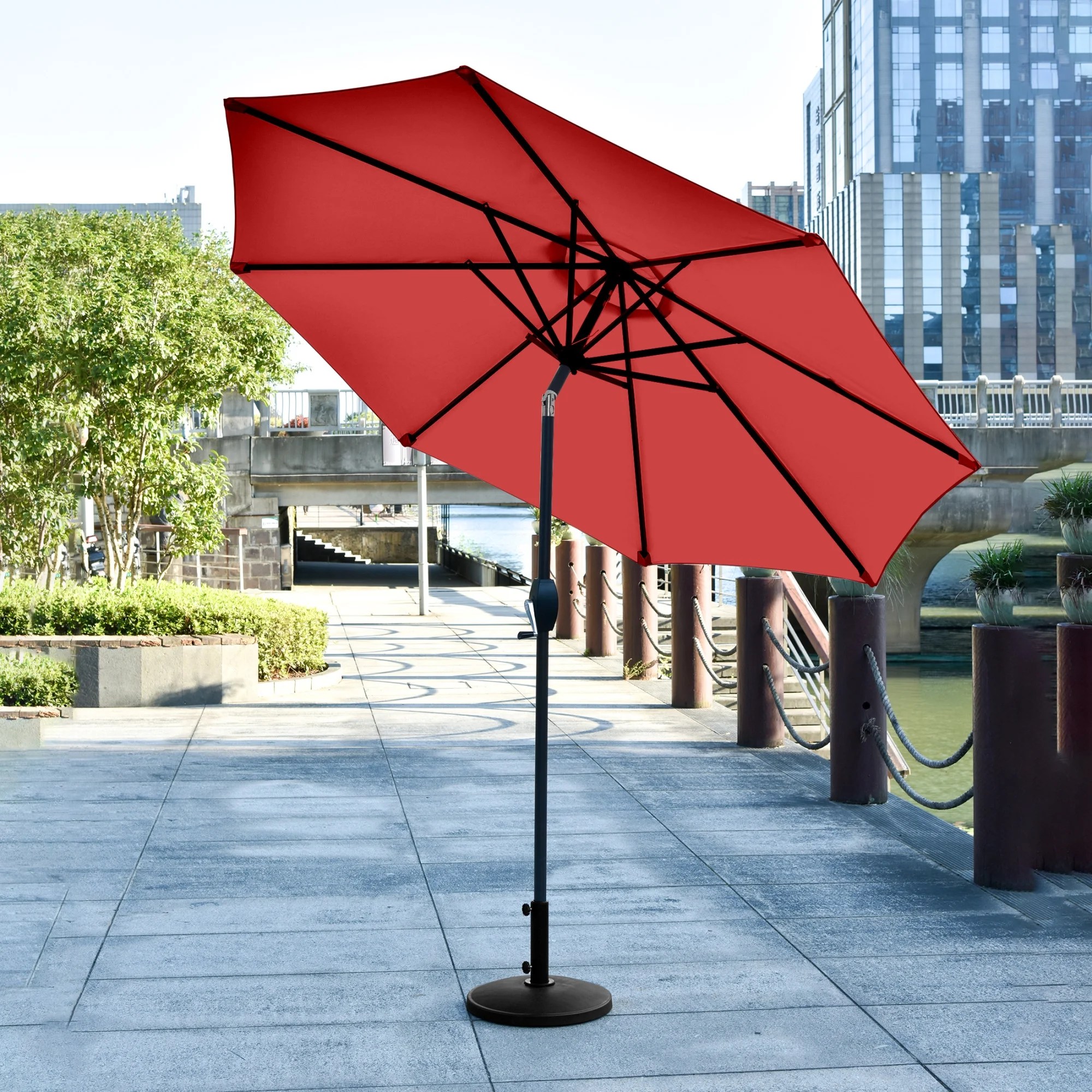 Westintrends 9 Ft Outdoor Patio Market Table Umbrella with Round Resin
