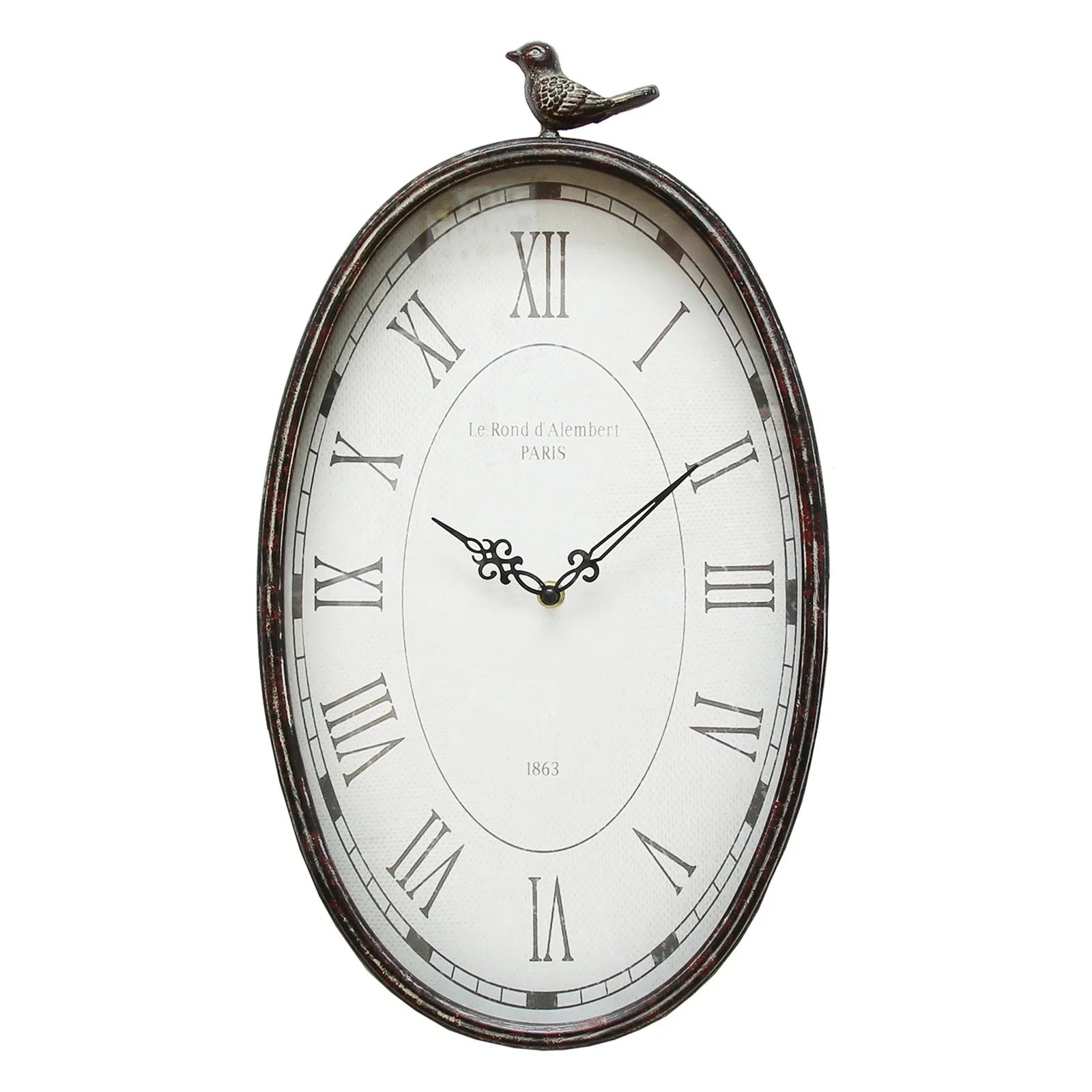 Stratton Home Decor Antique Oval Bird Clock