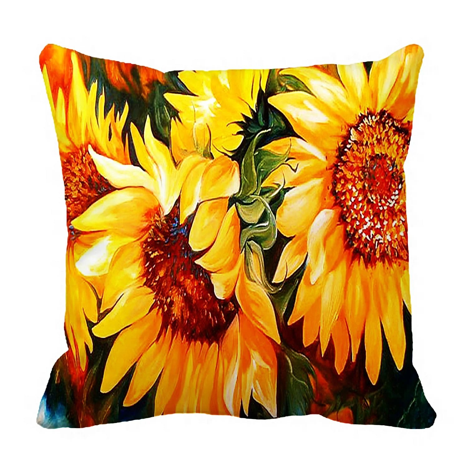 ZKGK Sunflowers Pillowcase Home Decor Pillow Cover Case Cushion Two