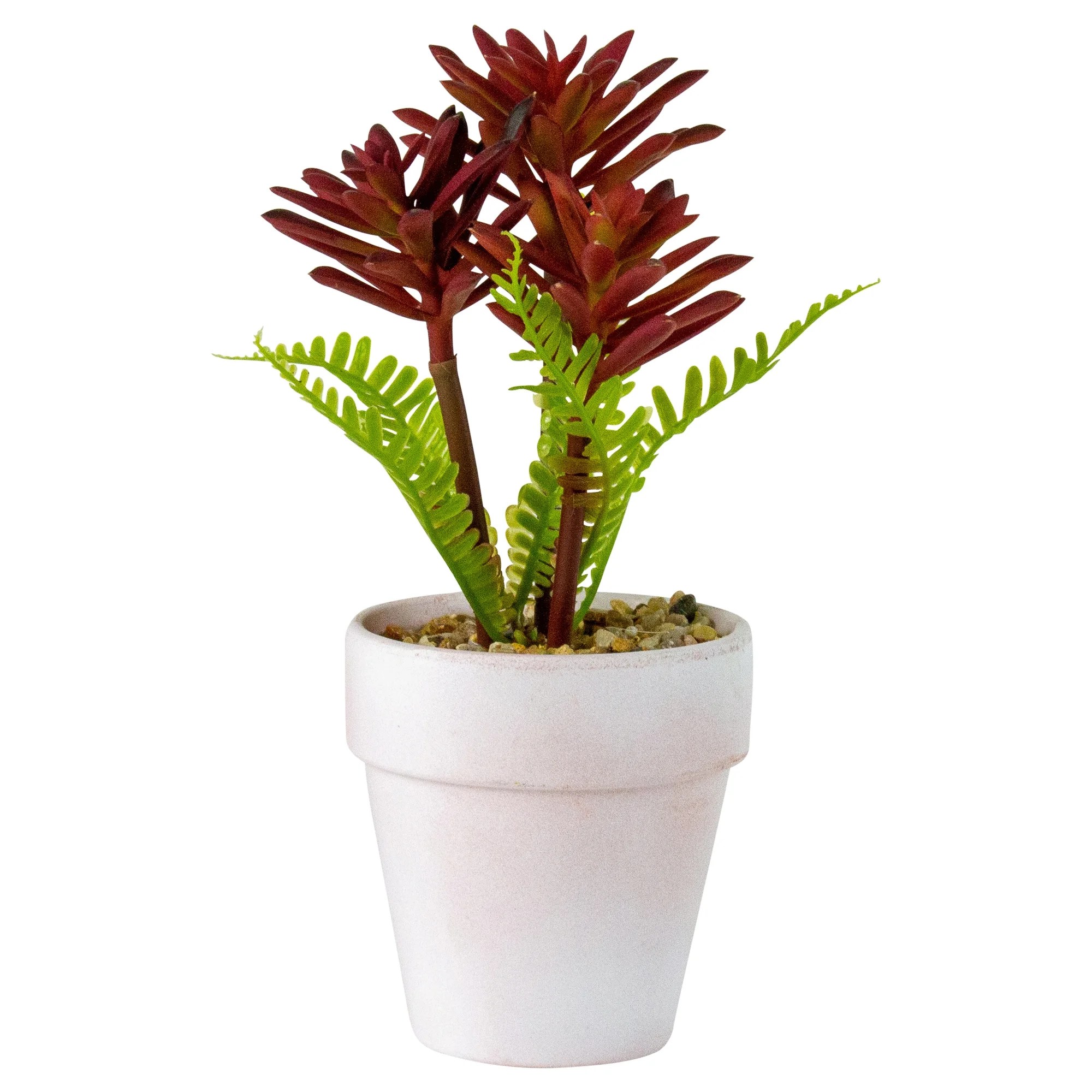 Fern 8" Artificial Fern in White Ceramic Pot, by Northlight
