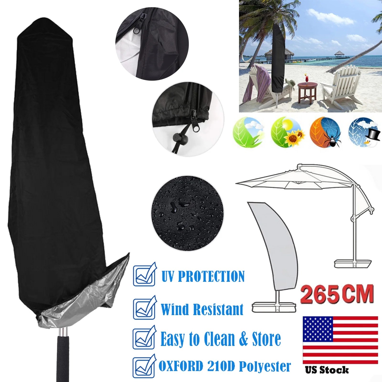 ESYNIC Waterproof Parasol Cover,Cantilever Outdoor Umbrellas Cover