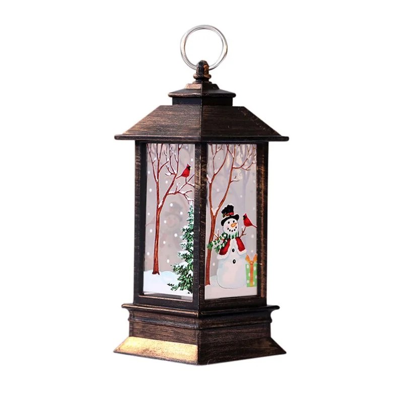 Snowman Family Christmas Snow Globe, LED Lighted Lantern, Battery