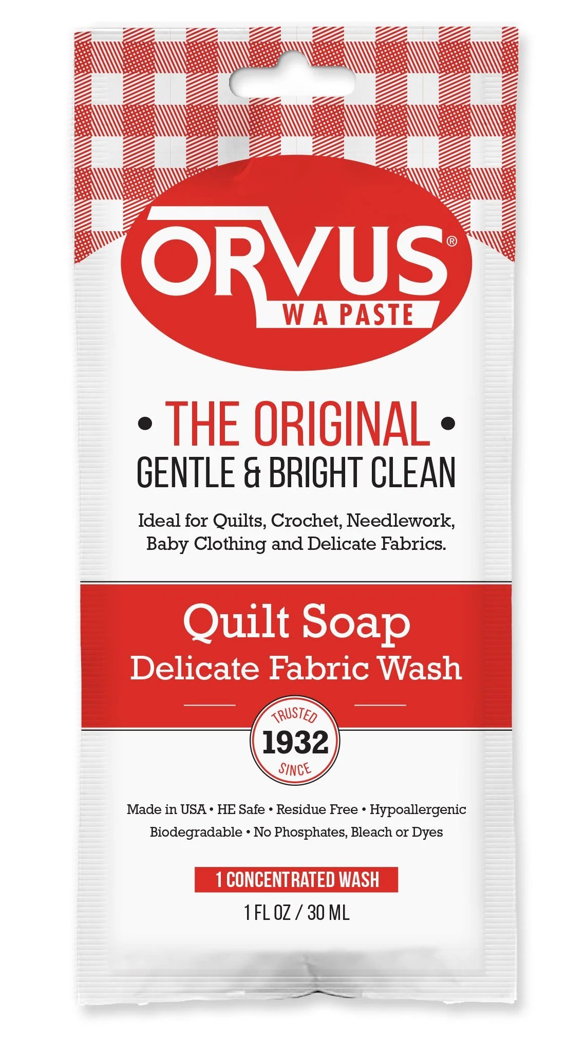 Orvus W.A. Paste Quilt Soap 1 oz. Single Use