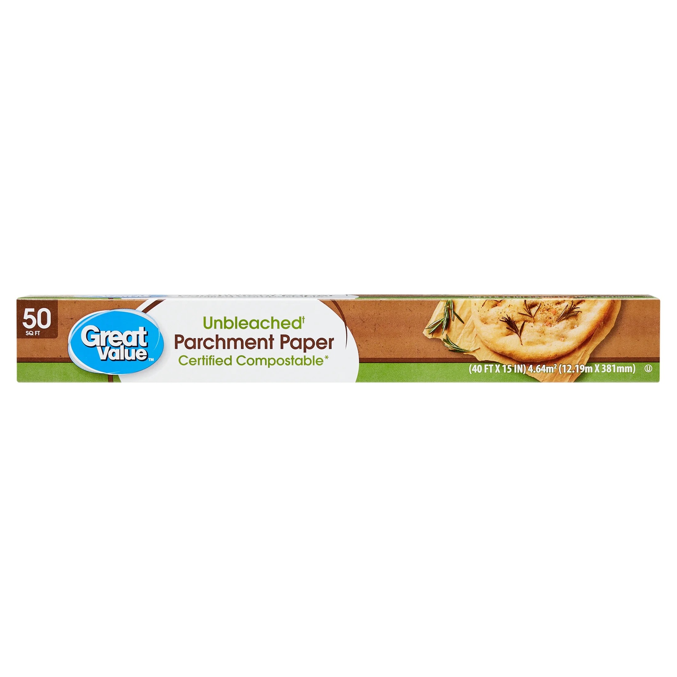 Great Value Unbleached Compostable Parchment Paper, 50 Sq ft