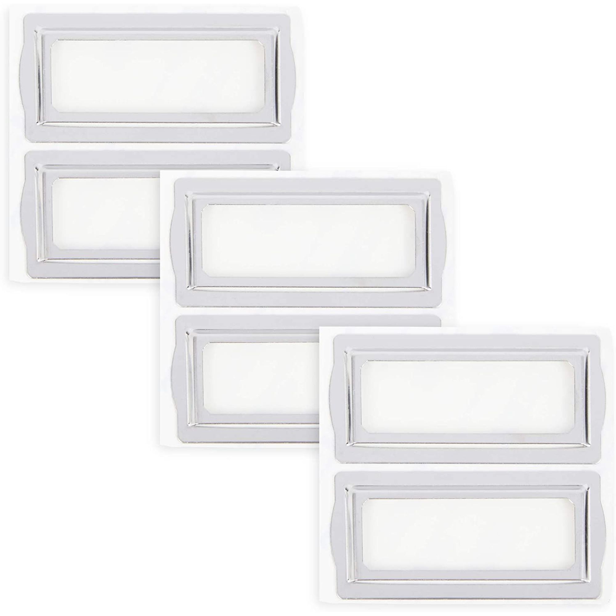 6 Pack Metal Label Holder Frames Bookplates Self Adhesive Tag Label, 3.