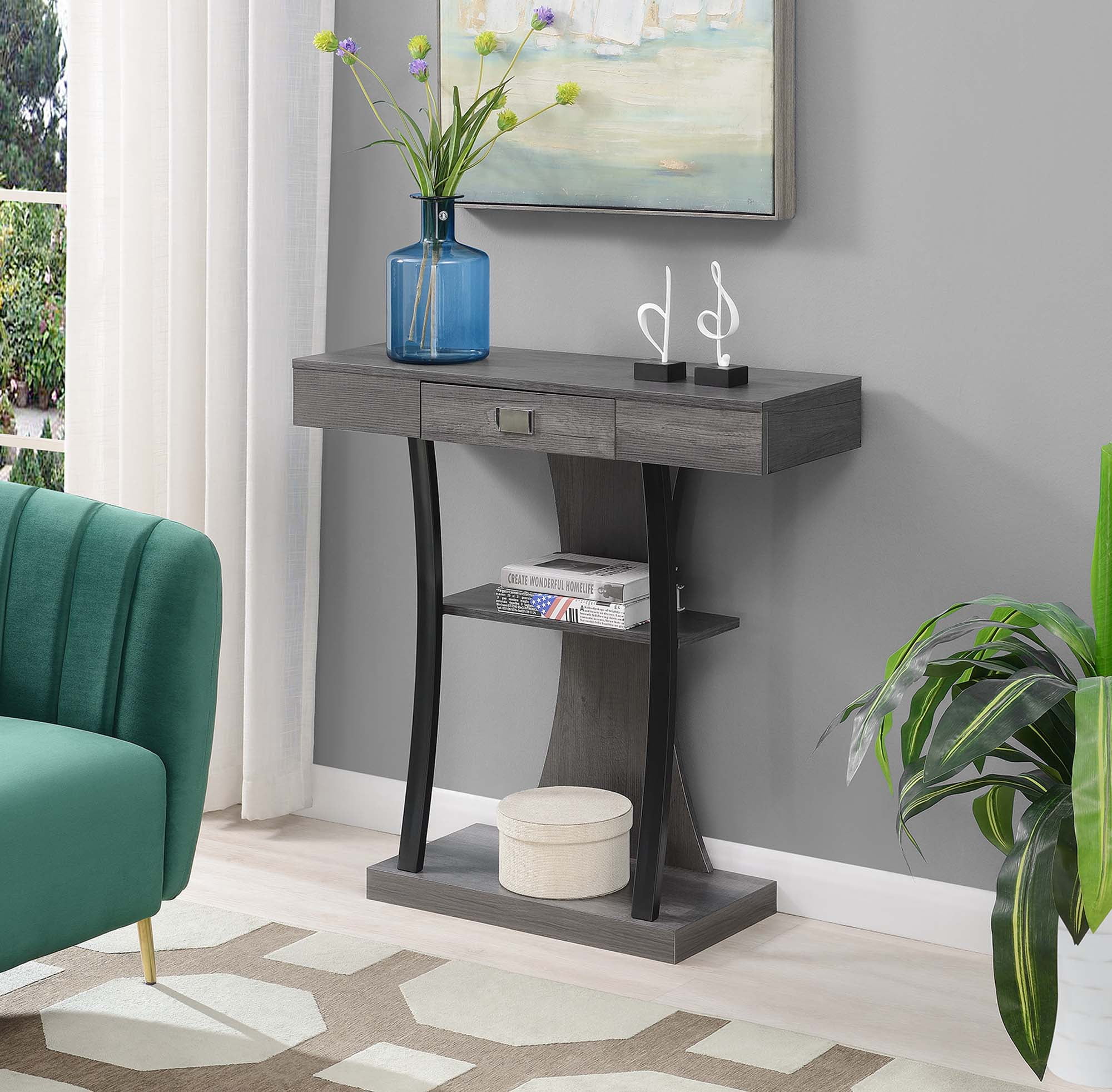 Living Room Furniture Charcoal Gray Convenience Concepts 111960CGY