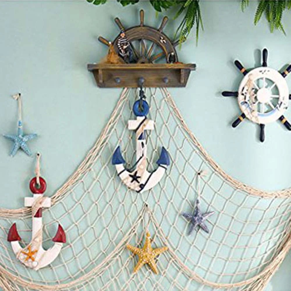 Juslike Mediterranean Fishing Net Decoration Fish Netting With Seashell