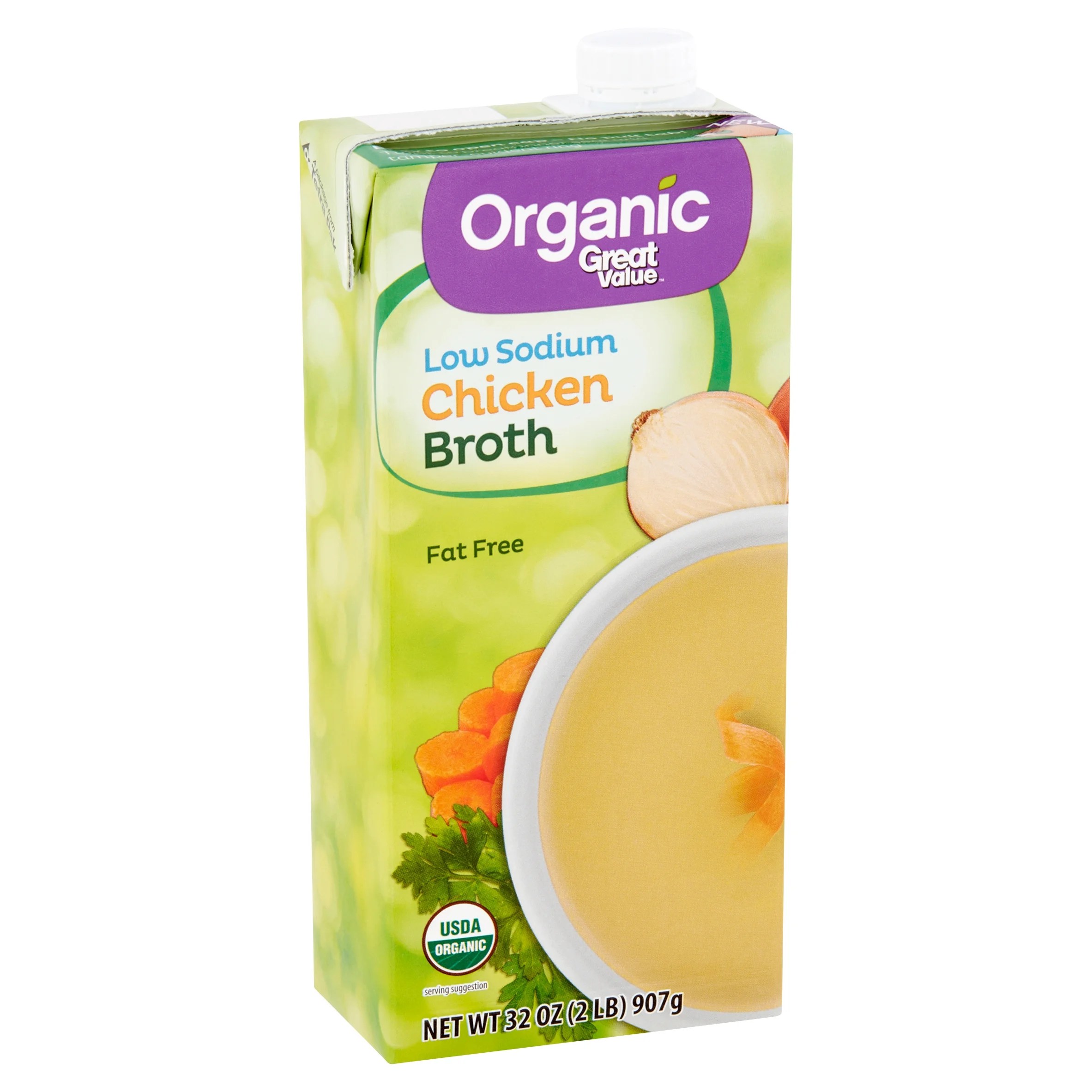 Great Value Organic Low Sodium Chicken Broth, 32 oz