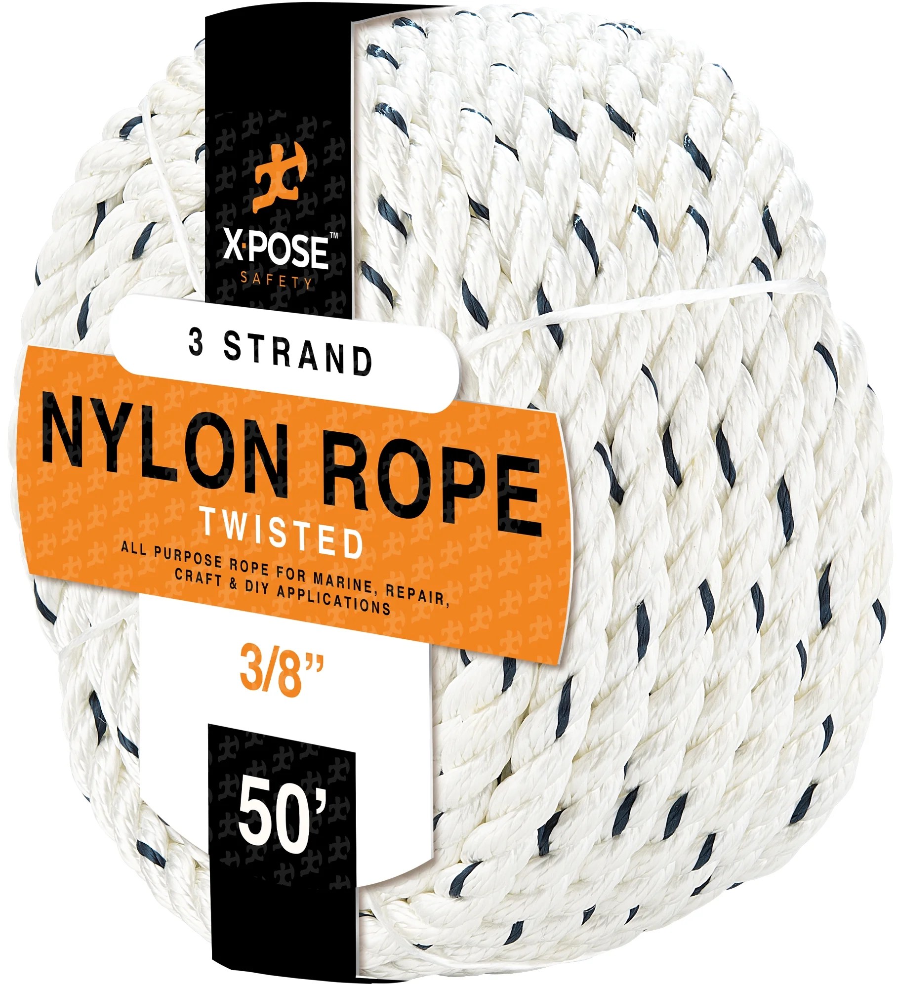 Nylon Poly Rope 3/8 Inch Polyester & Nylon Rope 50' Up to 10x