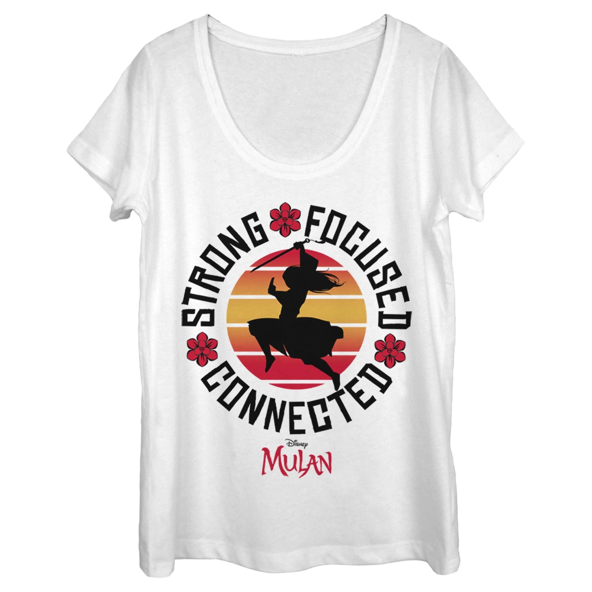 Mulan Disney Mulan Women's Strong Focused Mantra Scoop Neck TShirt