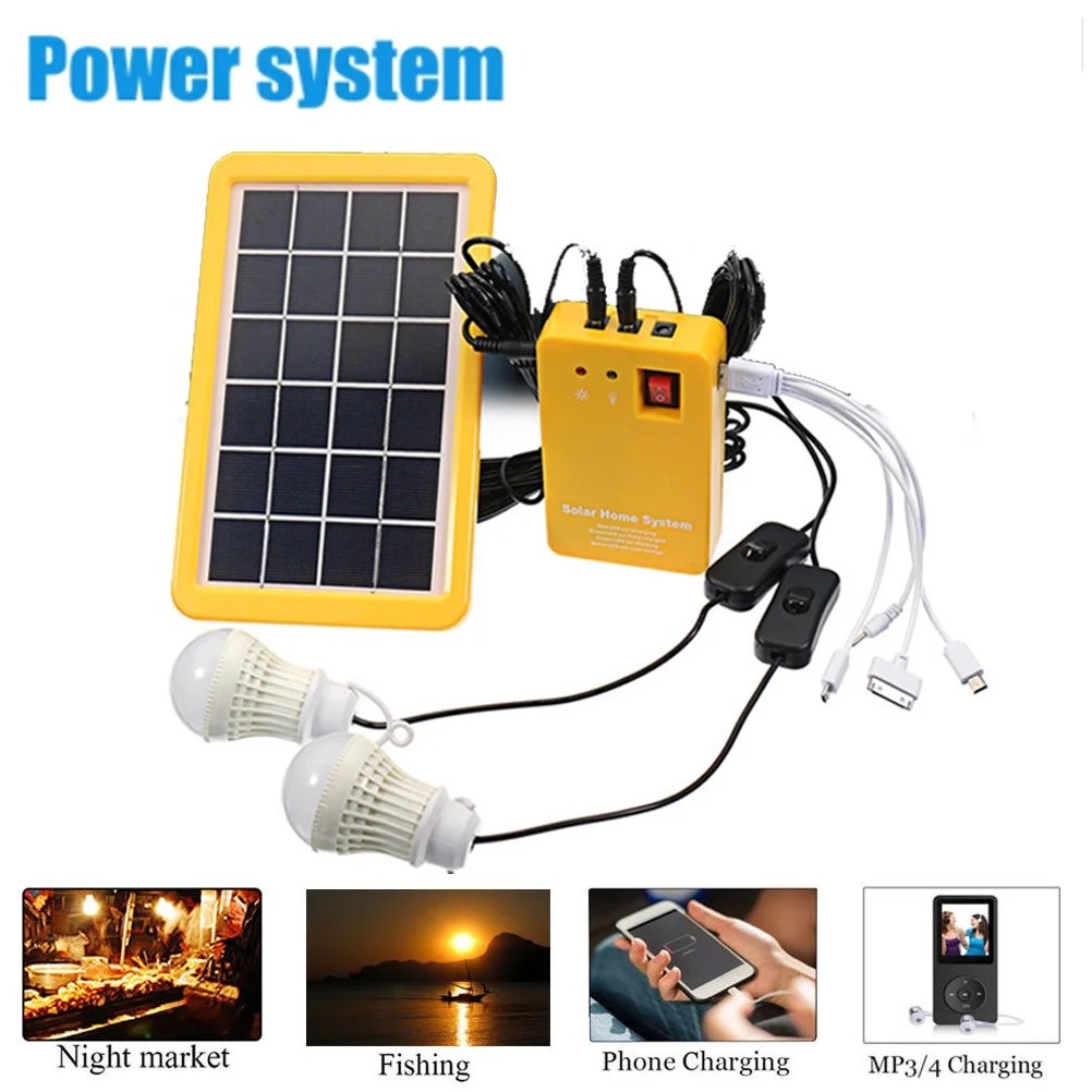 Outdoor Portable Solar Home System Kit DC Solar Panel Power Generator