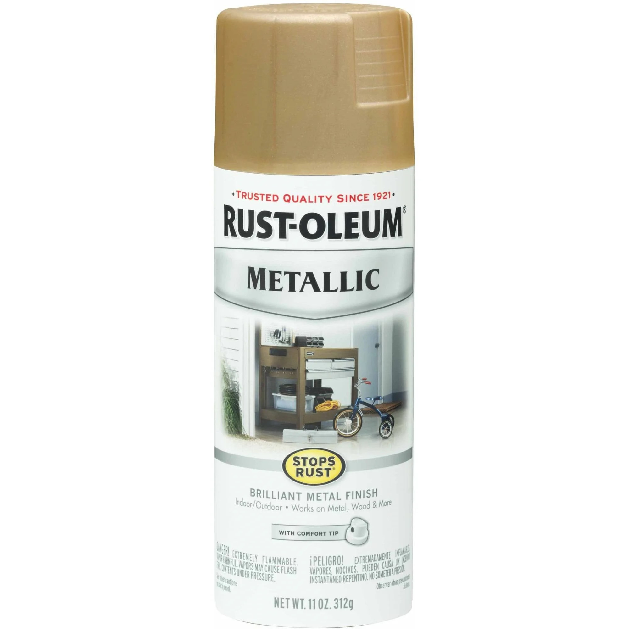 RustOleum Stops Rust Vintage Metallic Spray Paint, Warm Gold Walmart