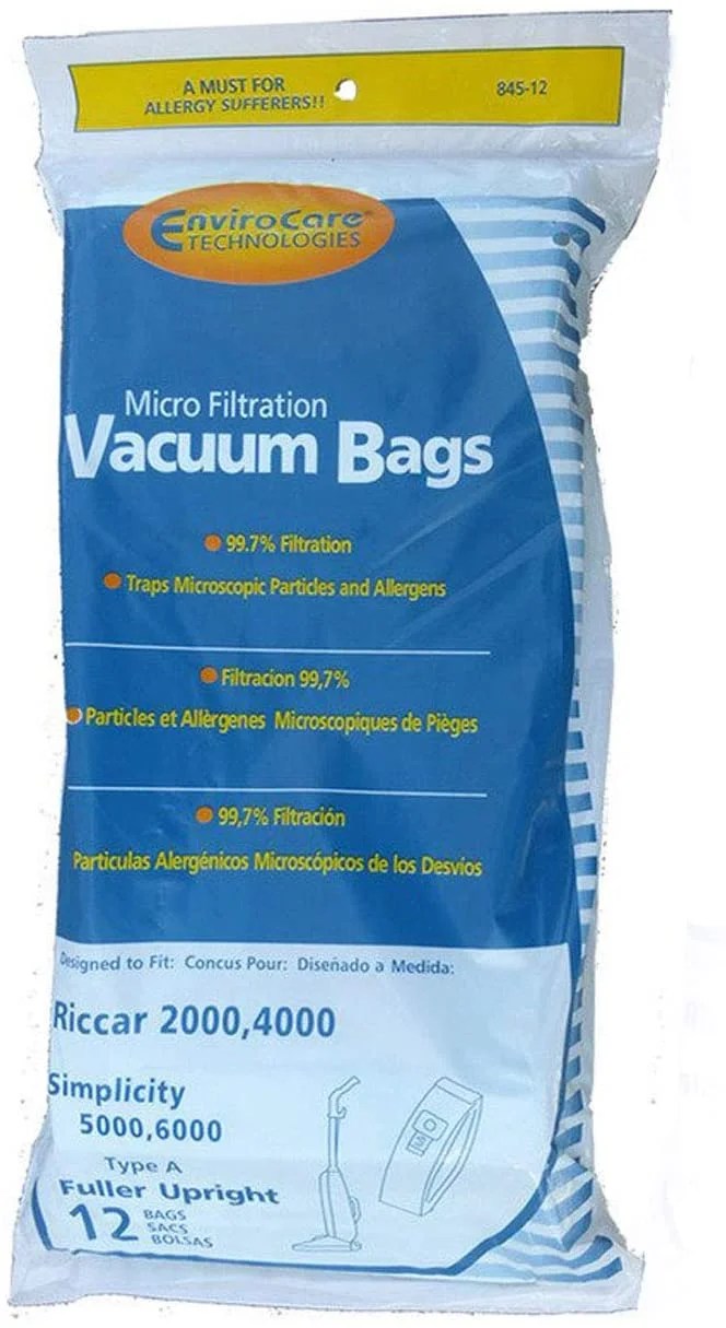 Simplicity & Riccar vacuum bags Type A Works With Upright 2000, 4000