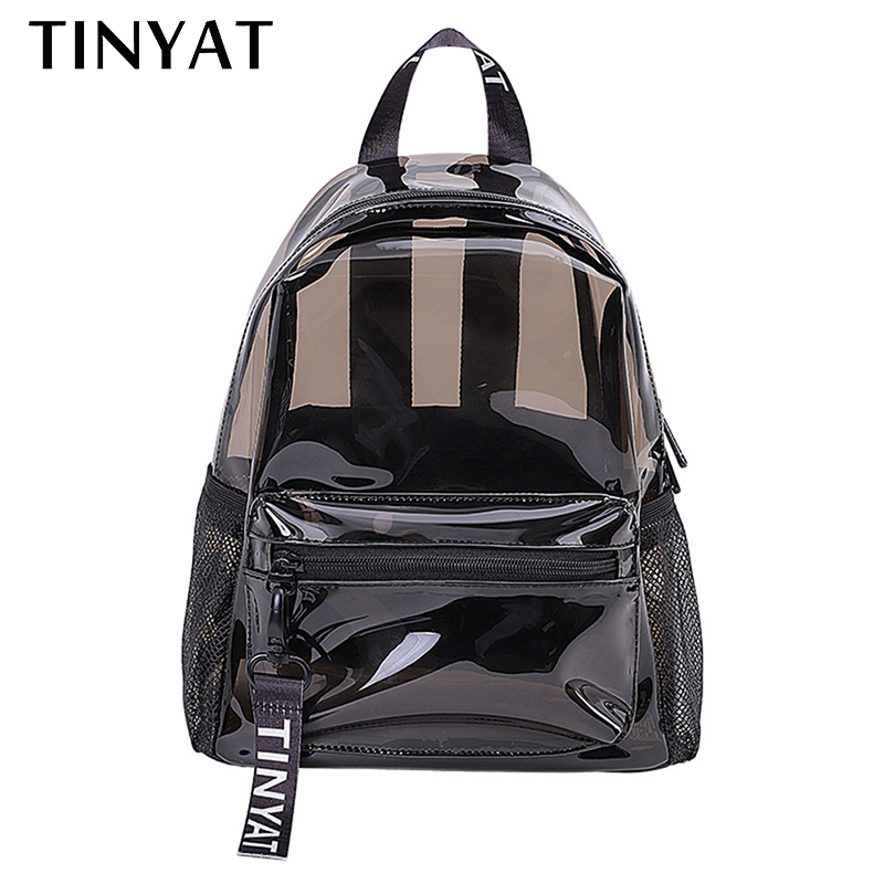 TINYAT Heavy Duty Transparent Clear backpack See Through Clear Bag for