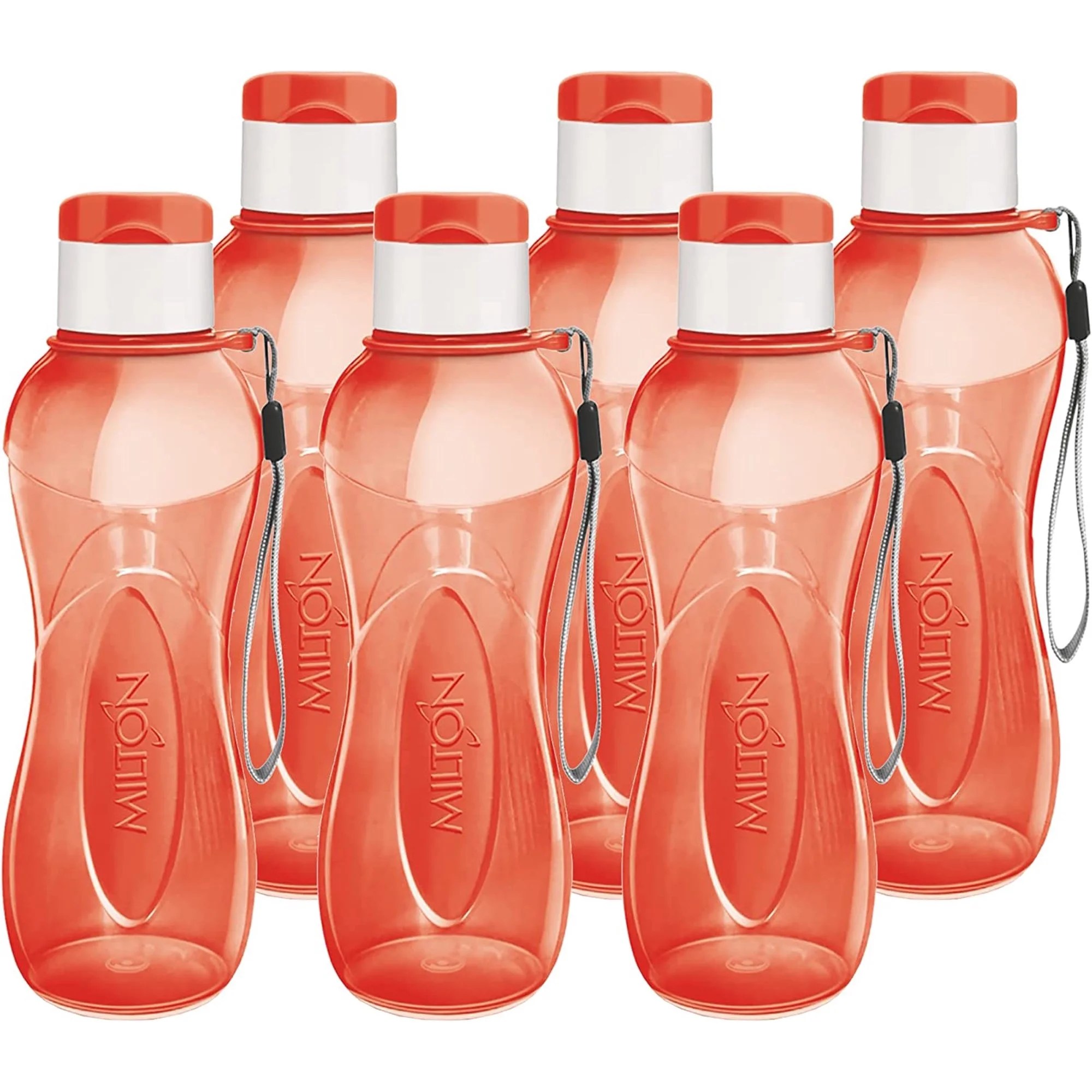 MILTON 6Pc Reusable Water Bottles Bulk Pack 12 Oz Plastic Bottles with