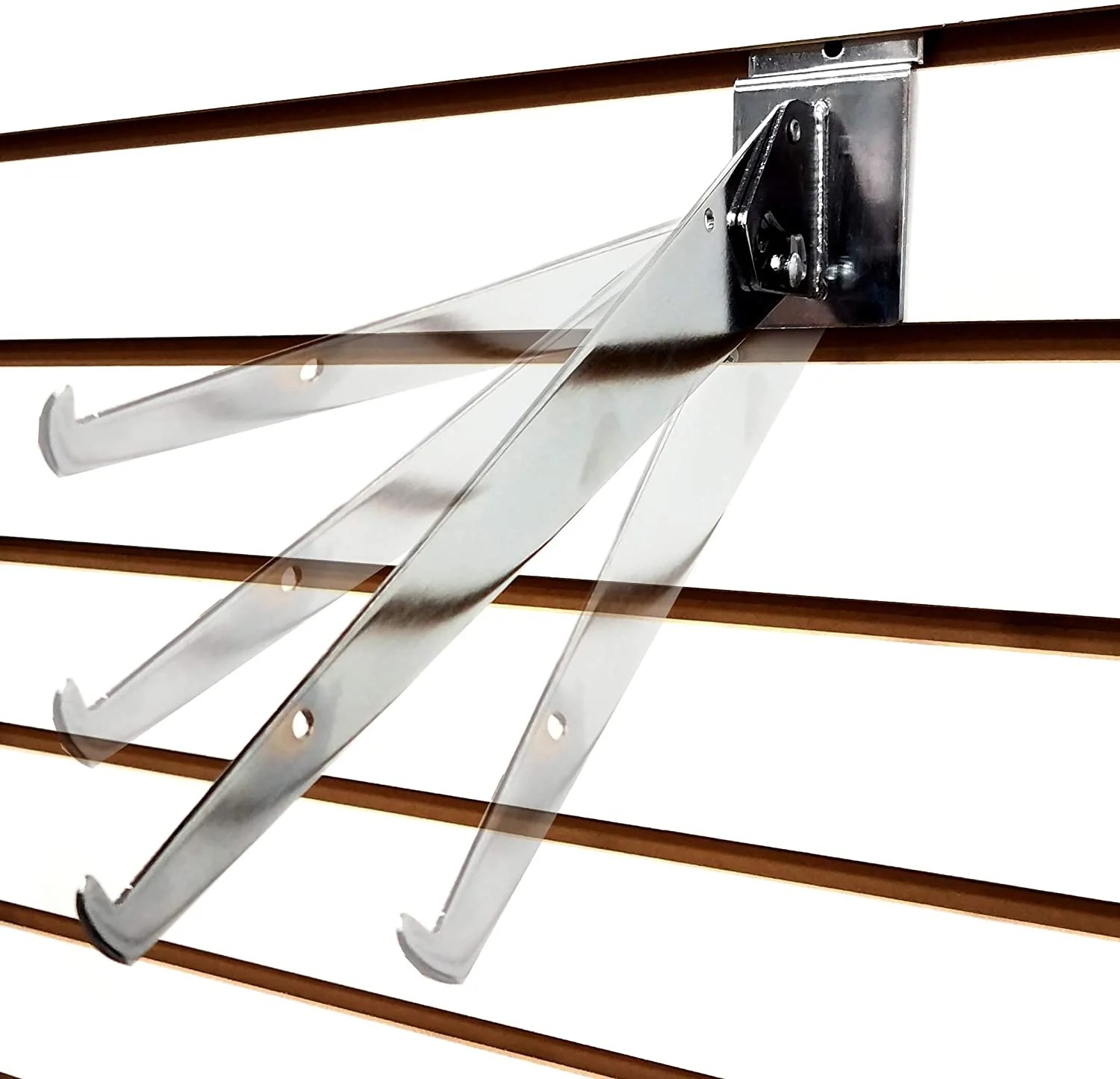 Chrome Adjustable Angle Slatwall Shelf Bracket 14" D 25 Pack