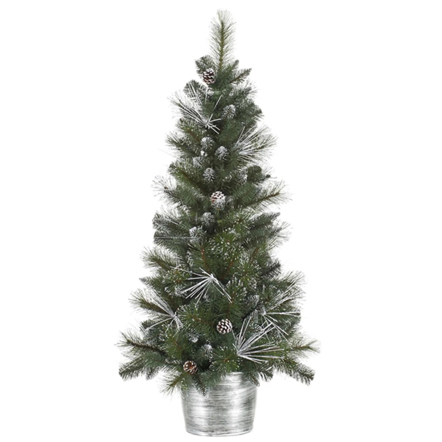 4' Flocked and Glittered Mixed Pine Potted Artificial Christmas Tree Unlit