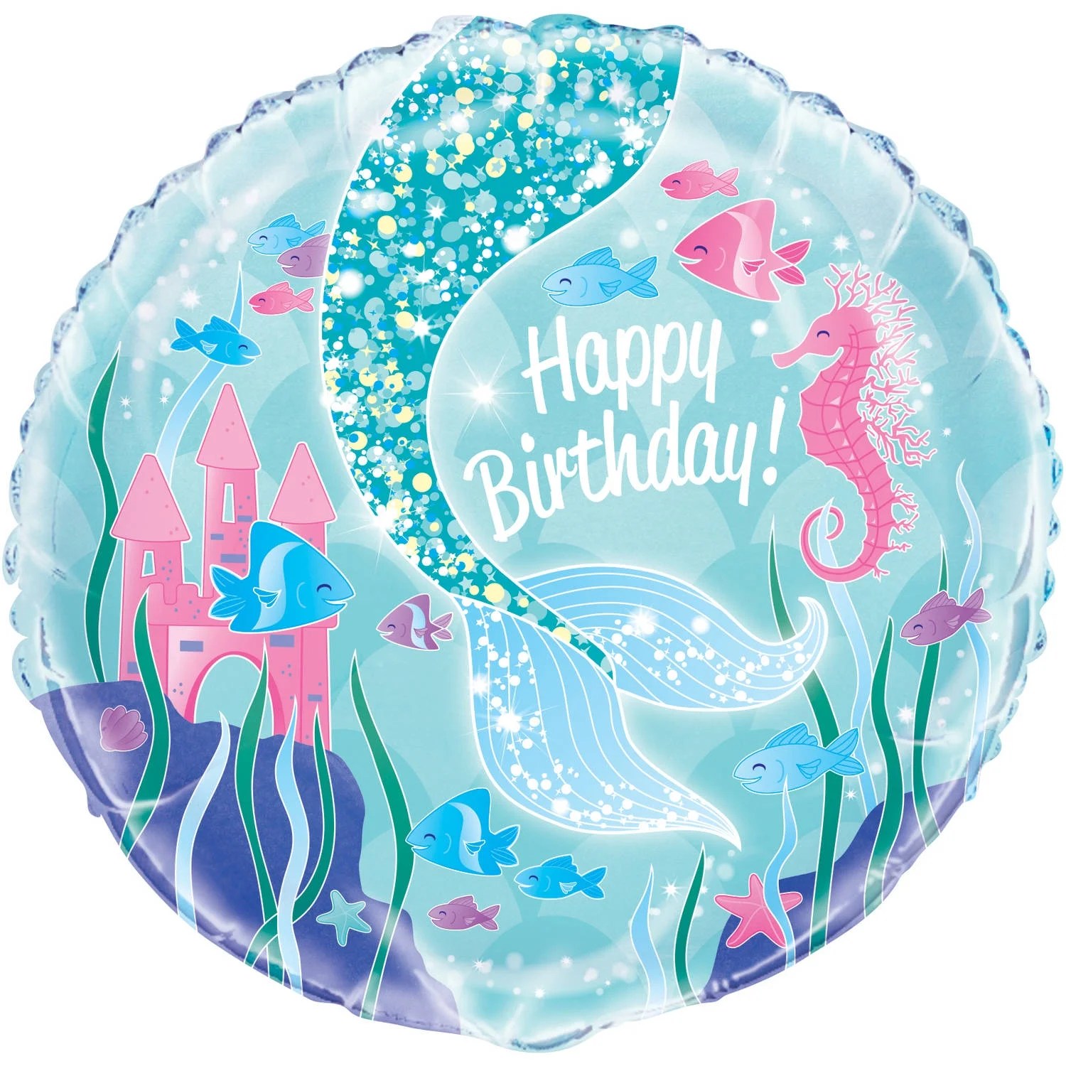 Foil "Happy Birthday" Mermaid Balloon, 18in