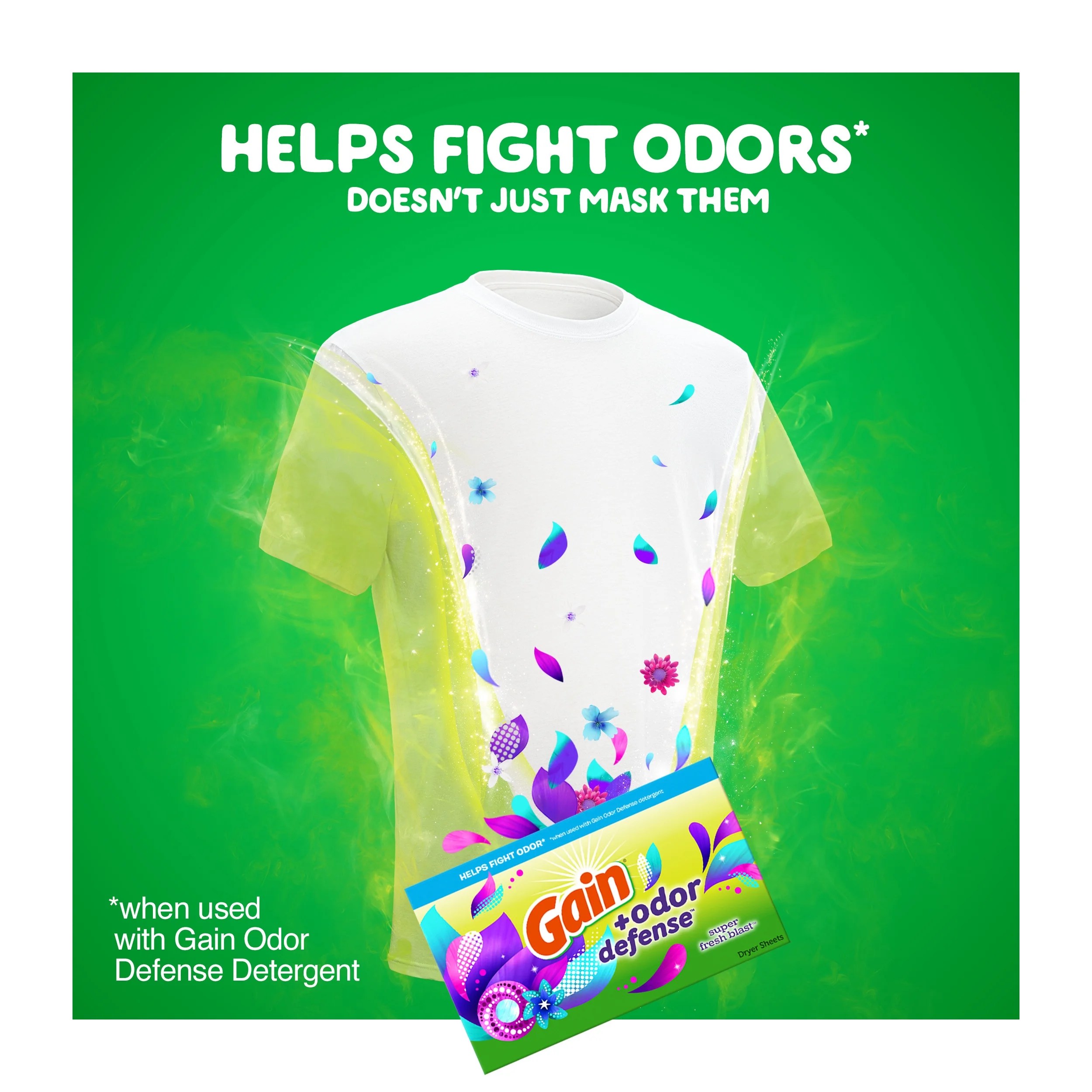 Buy Gain + Odor Defense Dryer Sheets, Super Fresh Blast Scent, 180 Ct